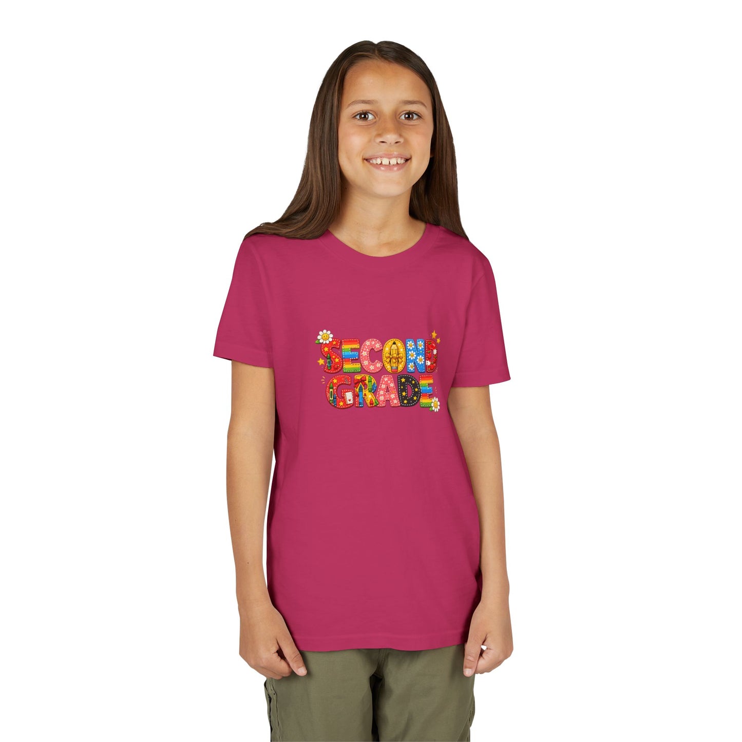 Second Grade Youth Tee | Colorful School Letters, Back-to-School Shirt