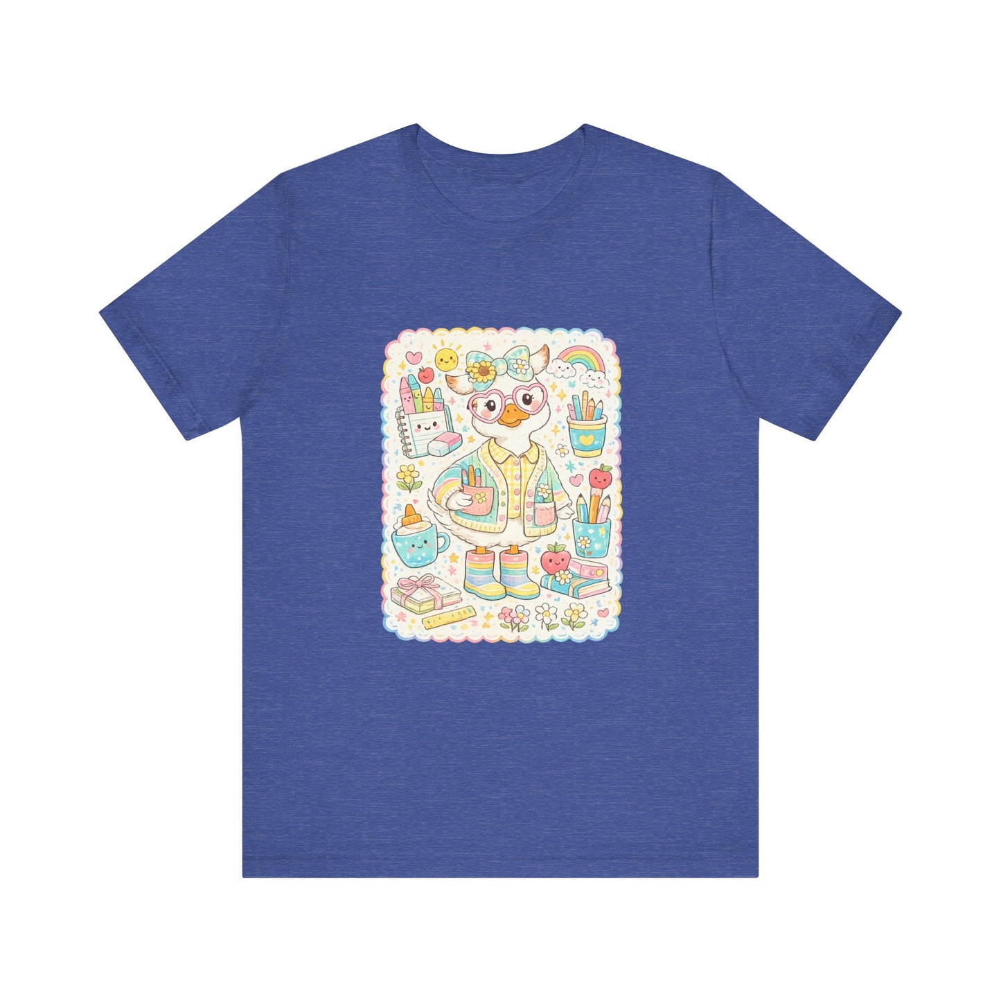 Cute Duck Artist Illustration T-Shirt | Pastel Art Supplies Tee