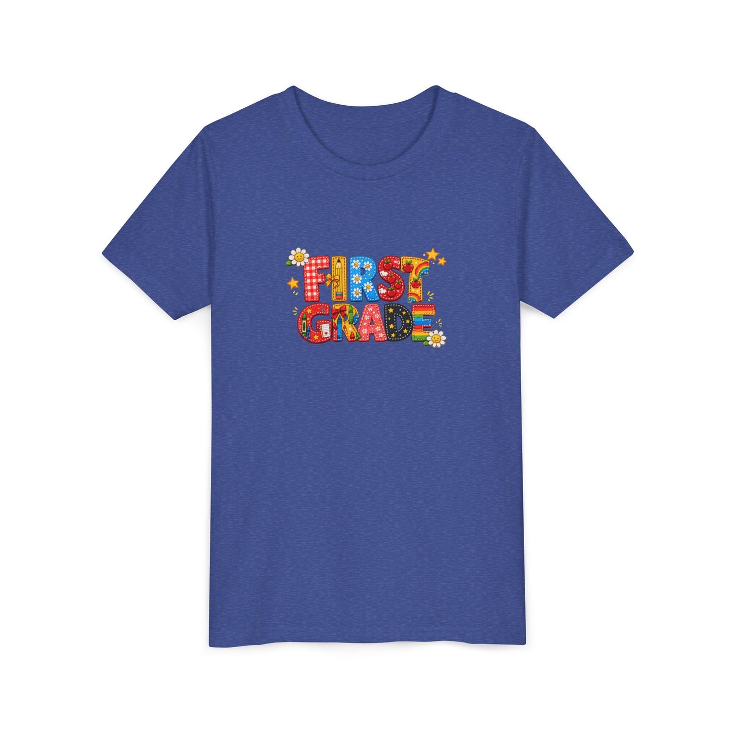 First Grade Colorful Letters Youth Tee | Back to School Kids Shirt