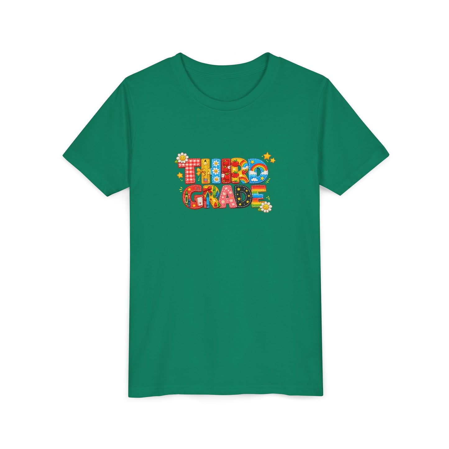 Third Grade colorful block letters Kids Tee | Back to School, Classroom Shirt