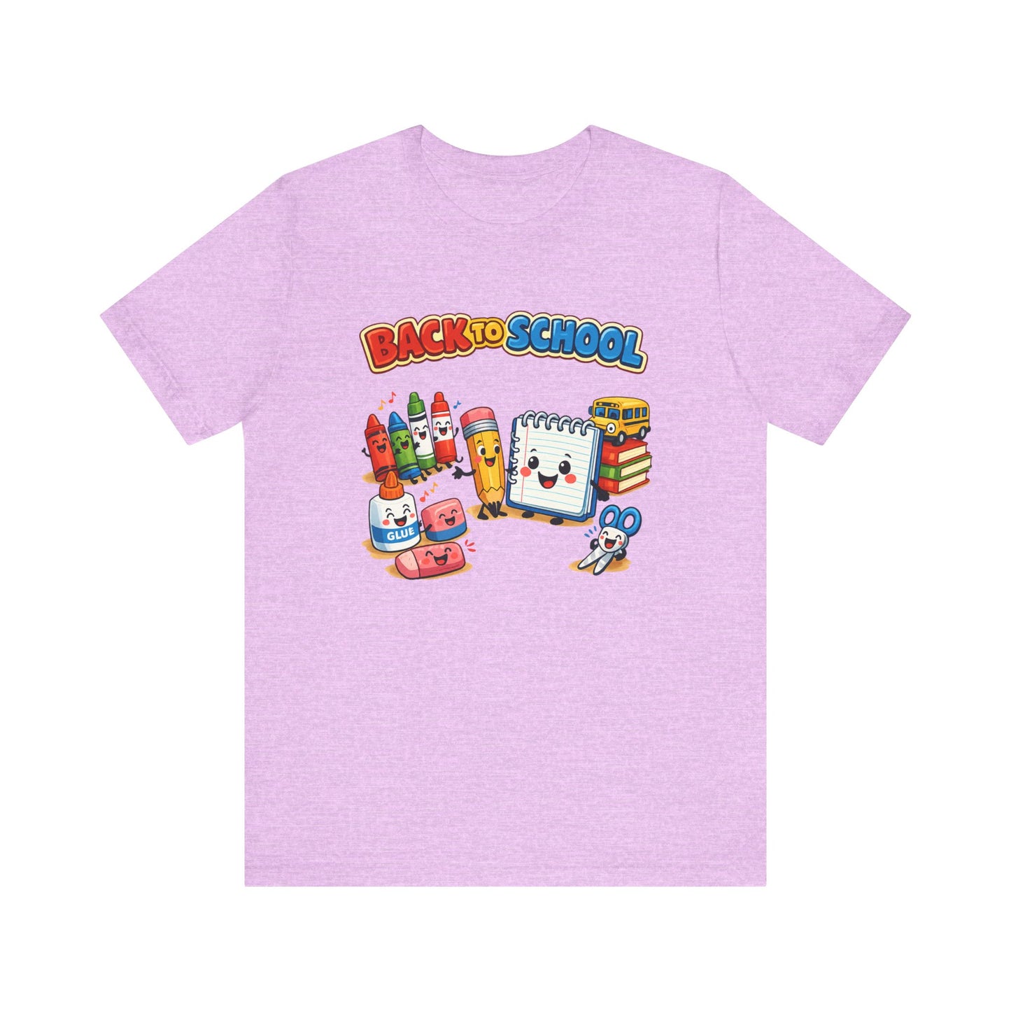 Back to School Cute School Supplies T-Shirt | Crayon Notebook Pencil Bus Tee