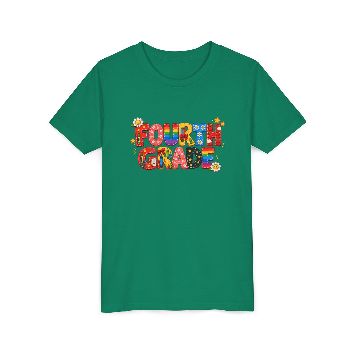 Fourth Grade Colorful Letters T-Shirt | Back to School Kids Tee