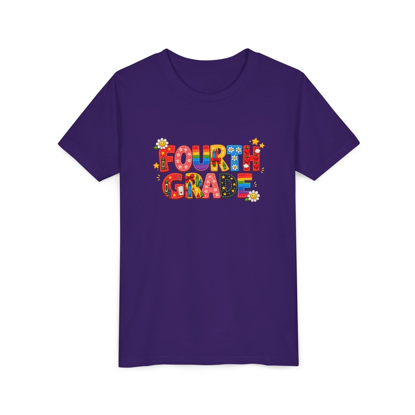 Fourth Grade Colorful Letters T-Shirt | Back to School Kids Tee