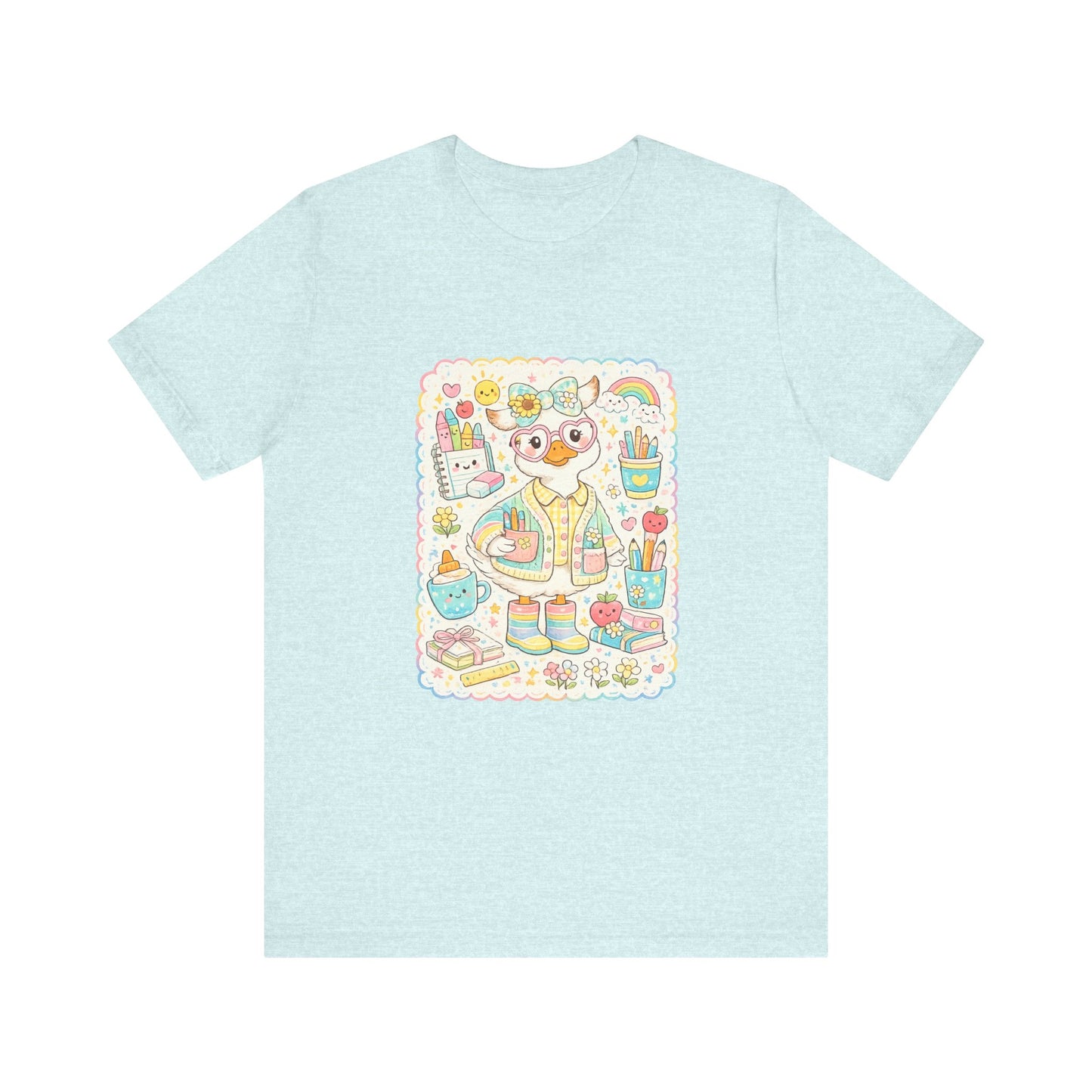 Cute Duck Artist Illustration T-Shirt | Pastel Art Supplies Tee