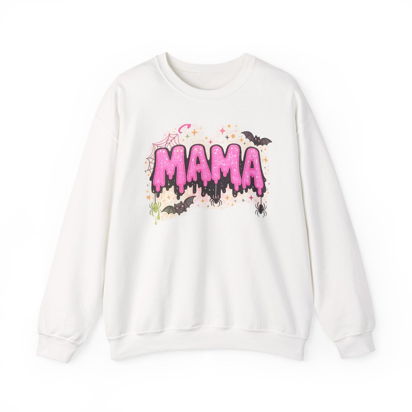 Mama spooky drip graphic Sweatshirt | Halloween bats, pink slime text