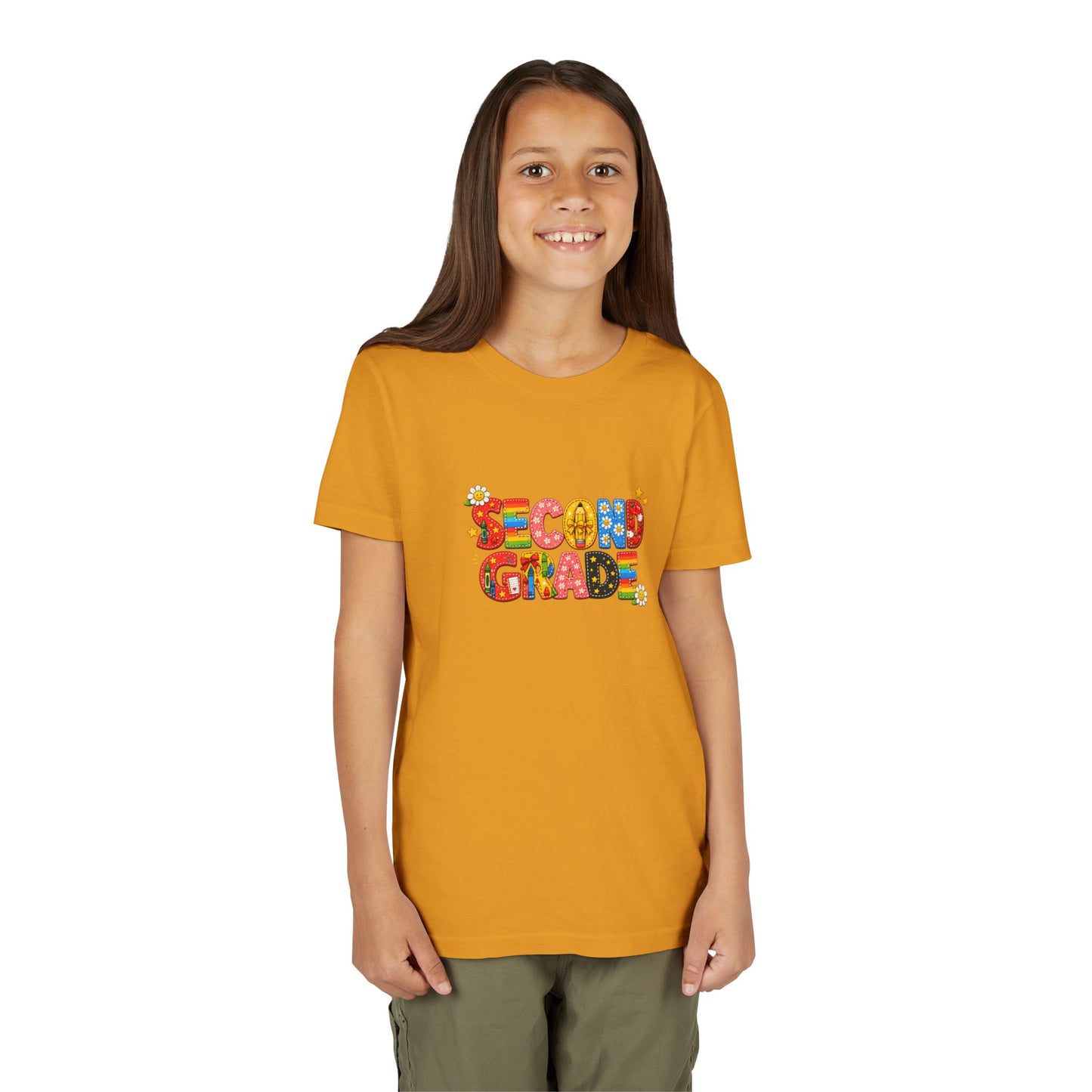Second Grade Youth Tee | Colorful School Letters, Back-to-School Shirt