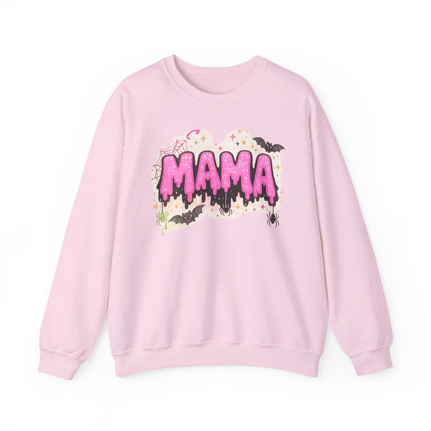 Mama spooky drip graphic Sweatshirt | Halloween bats, pink slime text