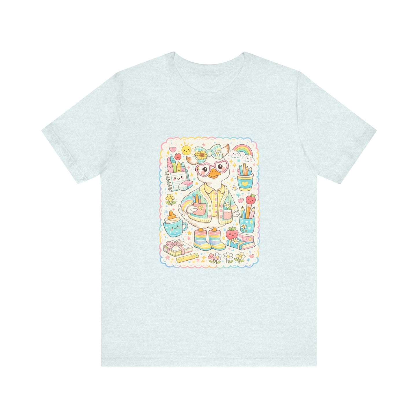 Cute Duck Artist Illustration T-Shirt | Pastel Art Supplies Tee
