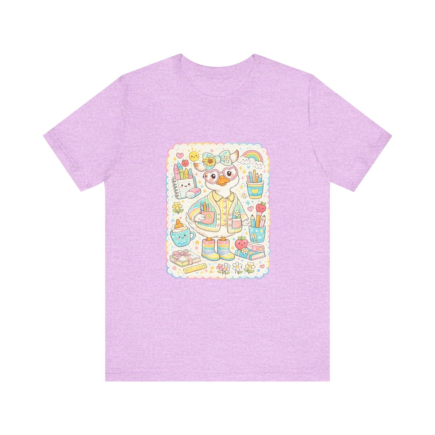 Cute Duck Artist Illustration T-Shirt | Pastel Art Supplies Tee