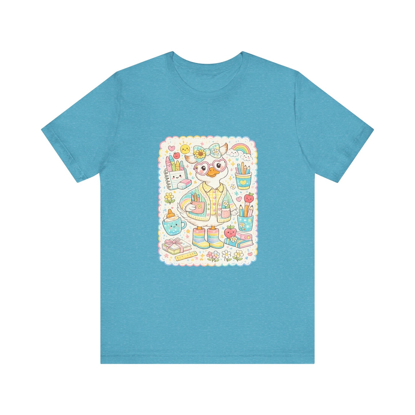 Cute Duck Artist Illustration T-Shirt | Pastel Art Supplies Tee