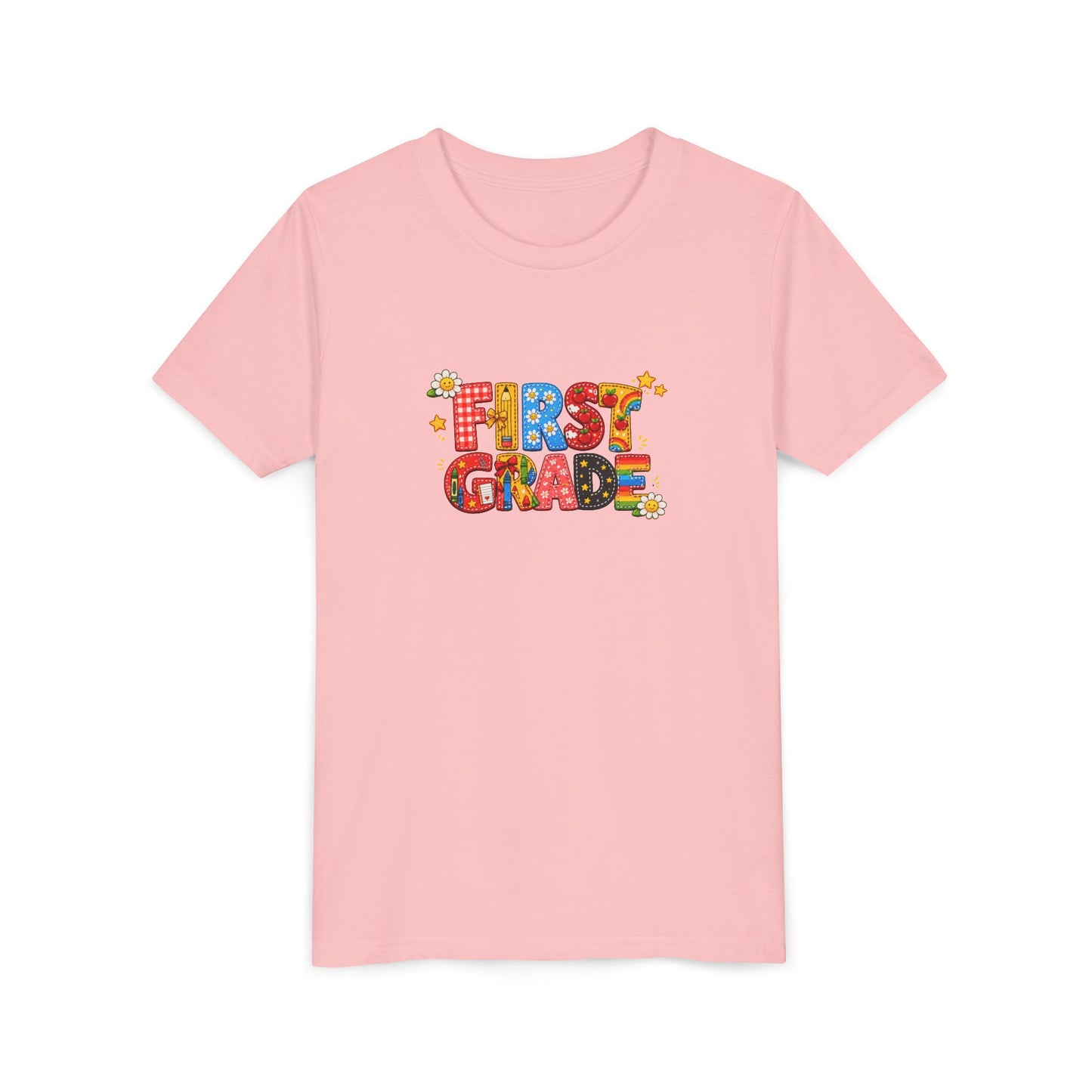 First Grade Colorful Letters Youth Tee | Back to School Kids Shirt