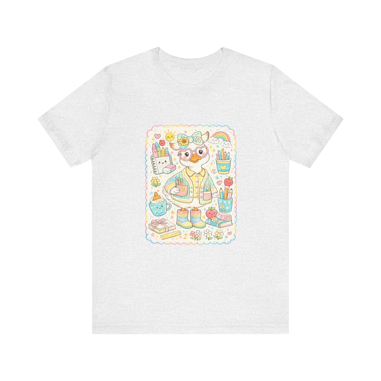 Cute Duck Artist Illustration T-Shirt | Pastel Art Supplies Tee