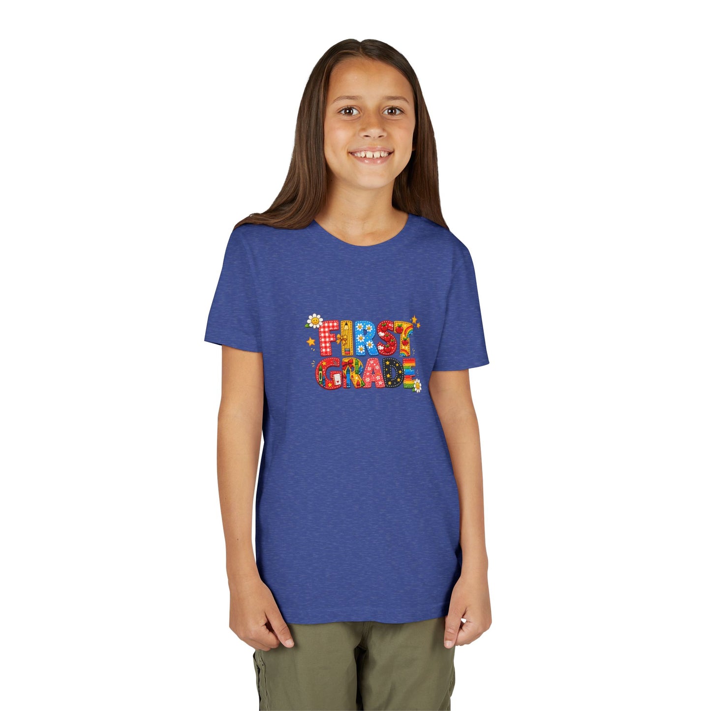 First Grade Colorful Letters Youth Tee | Back to School Kids Shirt