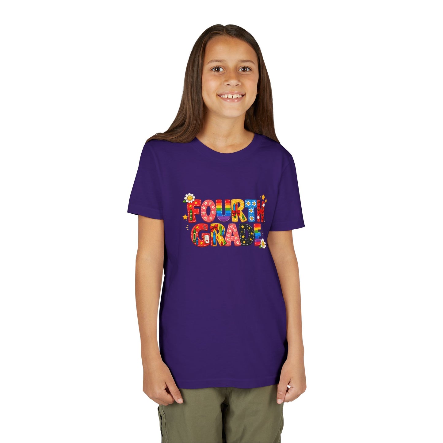 Fourth Grade Colorful Letters T-Shirt | Back to School Kids Tee