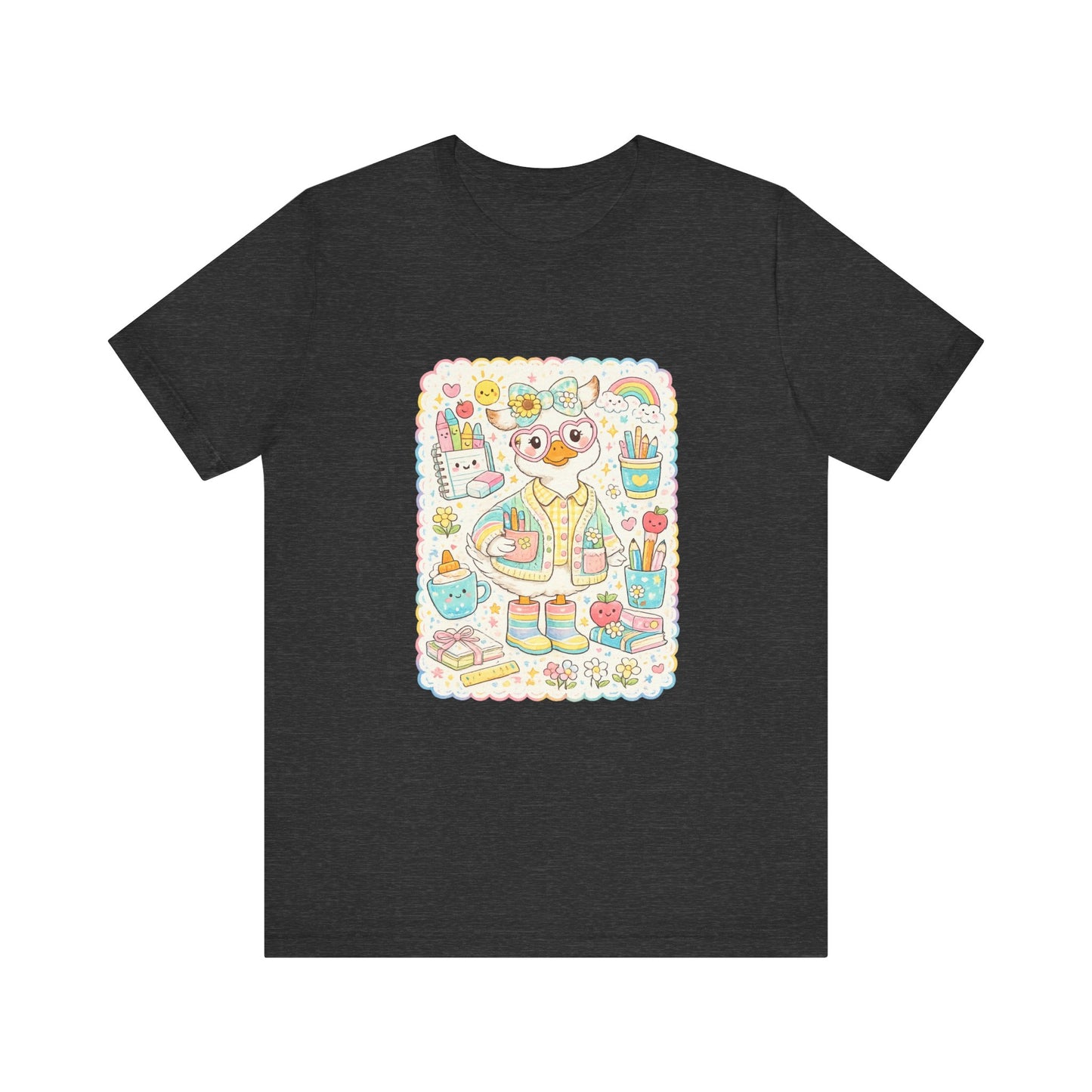 Cute Duck Artist Illustration T-Shirt | Pastel Art Supplies Tee