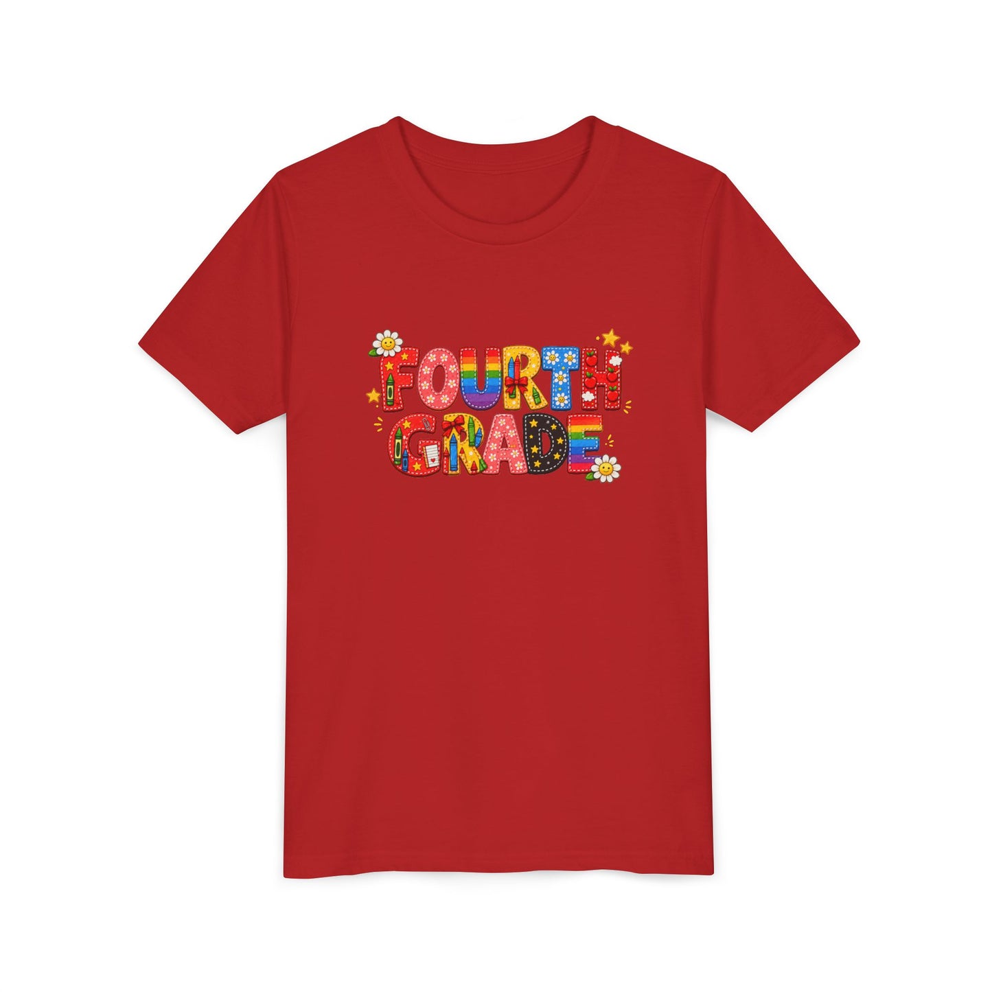 Fourth Grade Colorful Letters T-Shirt | Back to School Kids Tee