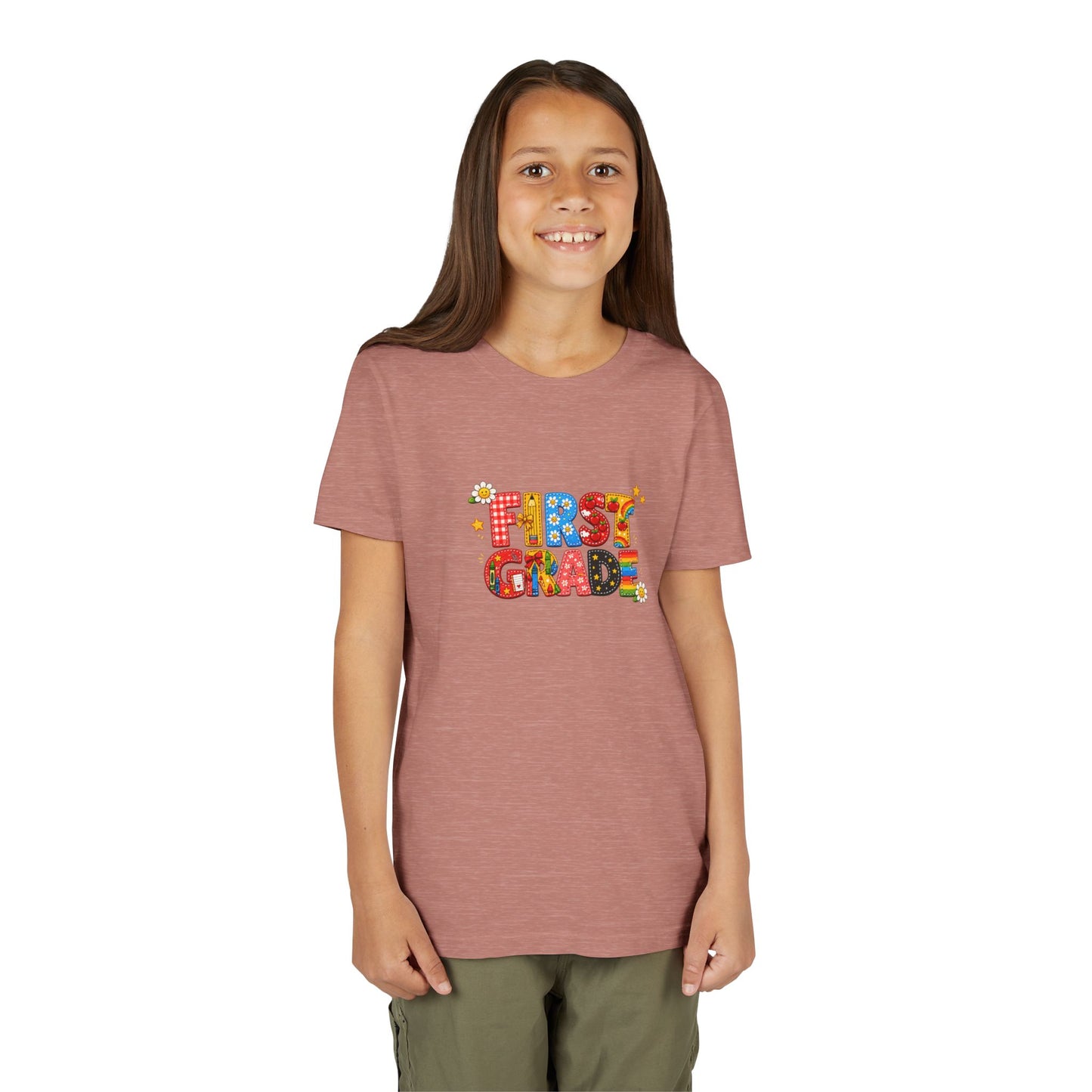 First Grade Colorful Letters Youth Tee | Back to School Kids Shirt