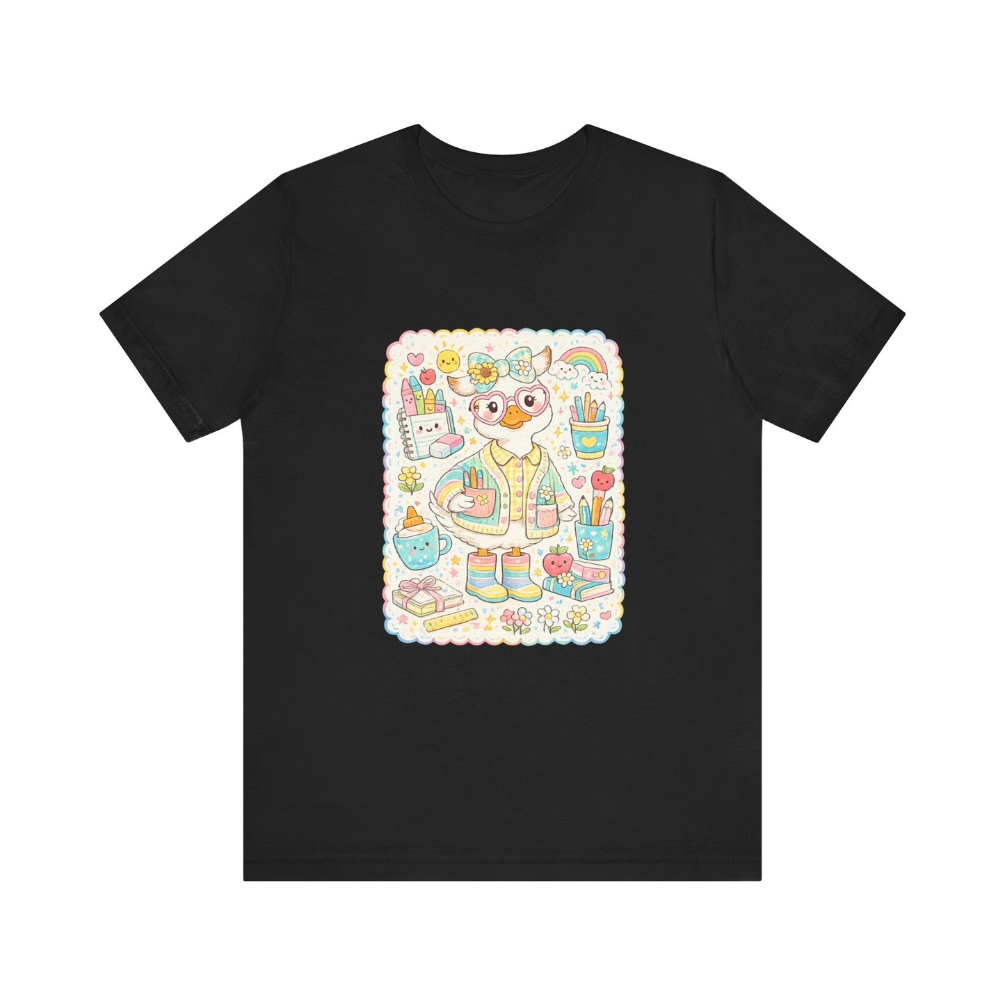 Cute Duck Artist Illustration T-Shirt | Pastel Art Supplies Tee