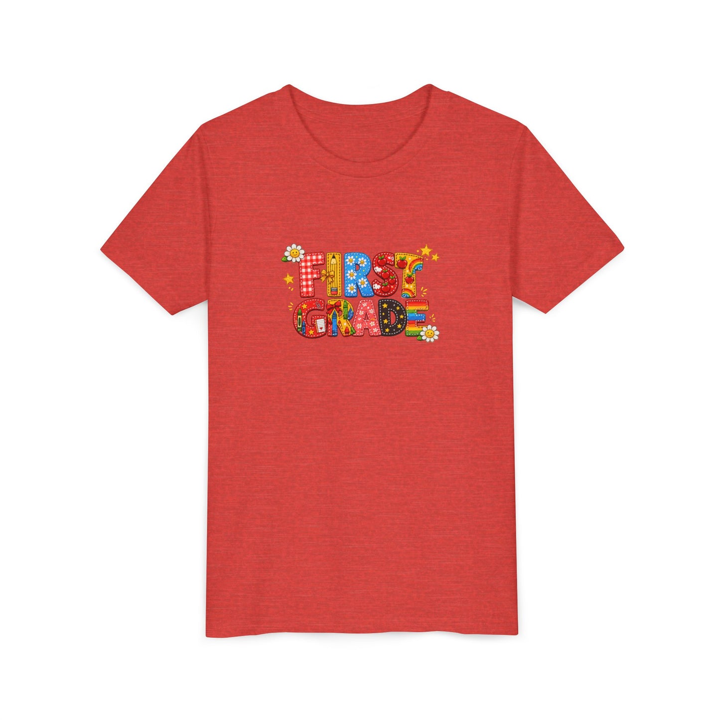 First Grade Colorful Letters Youth Tee | Back to School Kids Shirt