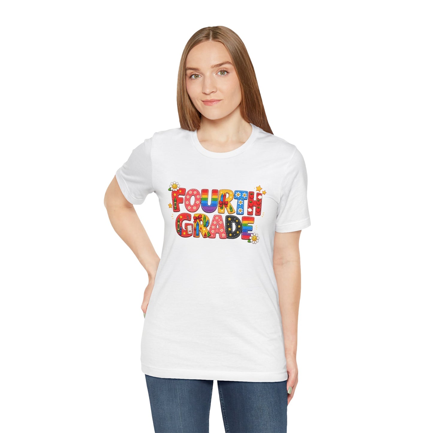 Fourth Grade colorful school letters Tee | Back to School teacher student shirt
