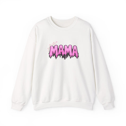 Pink Drippy MAMA Crewneck Sweatshirt | Mom Graphic Pullover