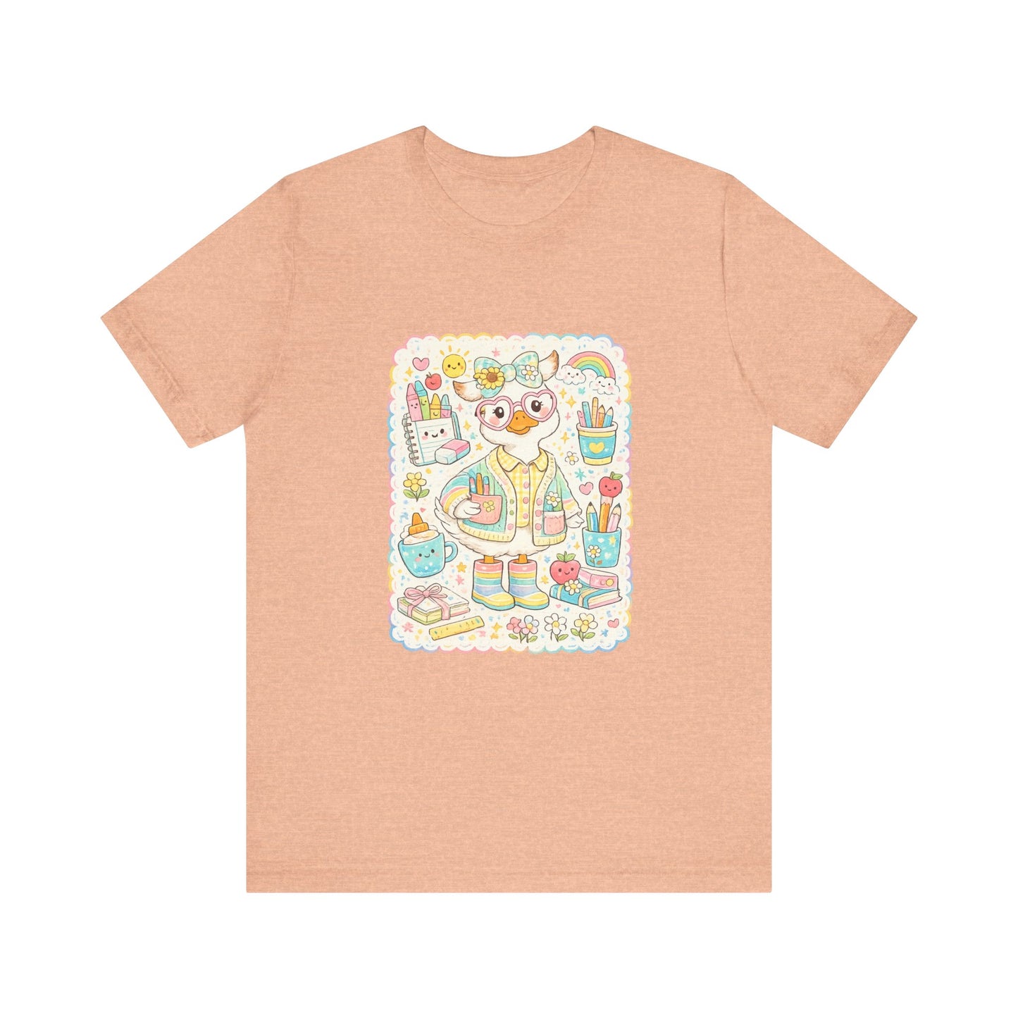 Cute Duck Artist Illustration T-Shirt | Pastel Art Supplies Tee