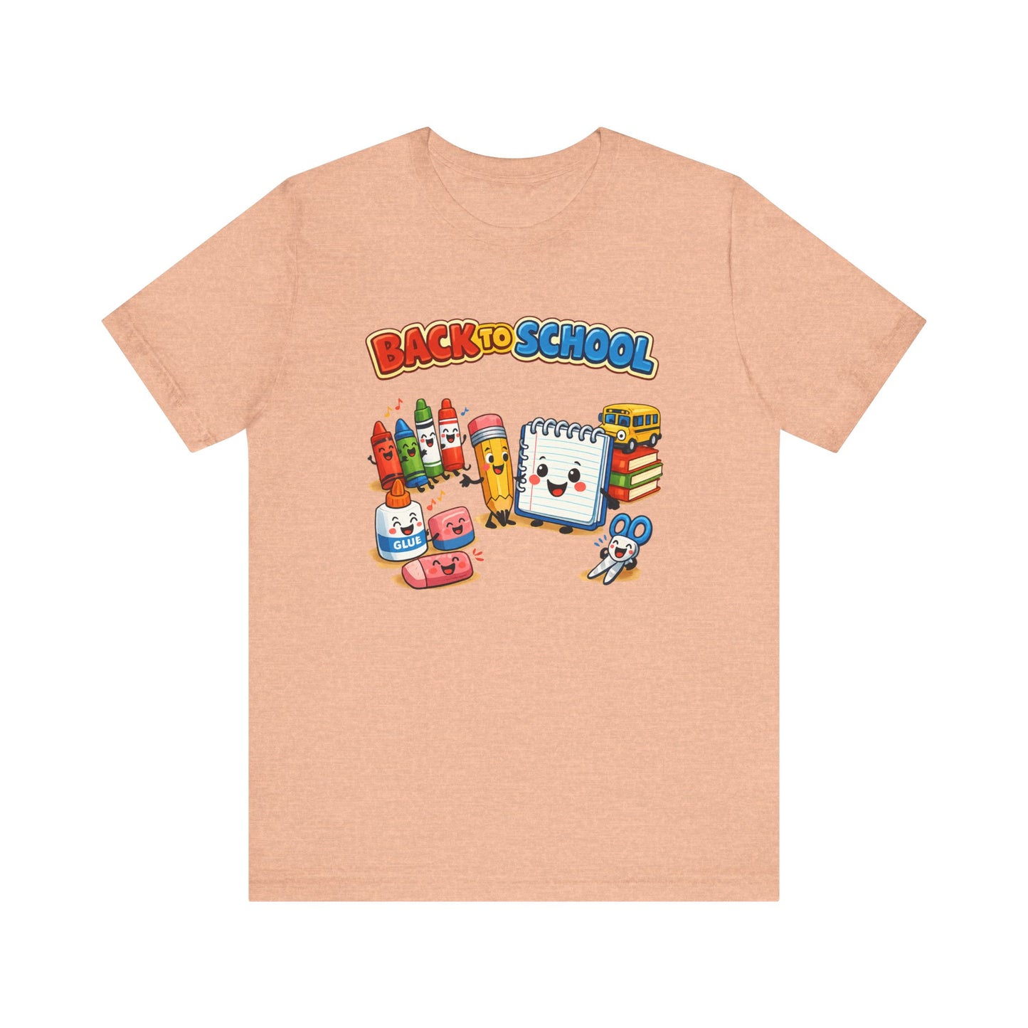 Back to School Cute School Supplies T-Shirt | Crayon Notebook Pencil Bus Tee