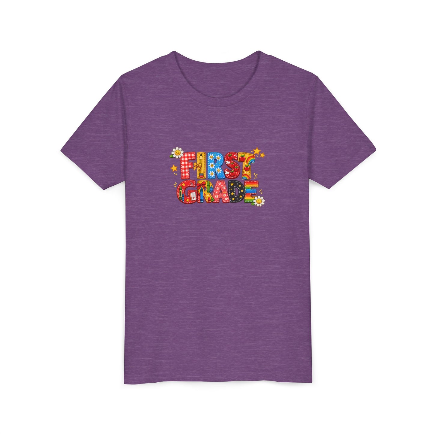 First Grade Colorful Letters Youth Tee | Back to School Kids Shirt