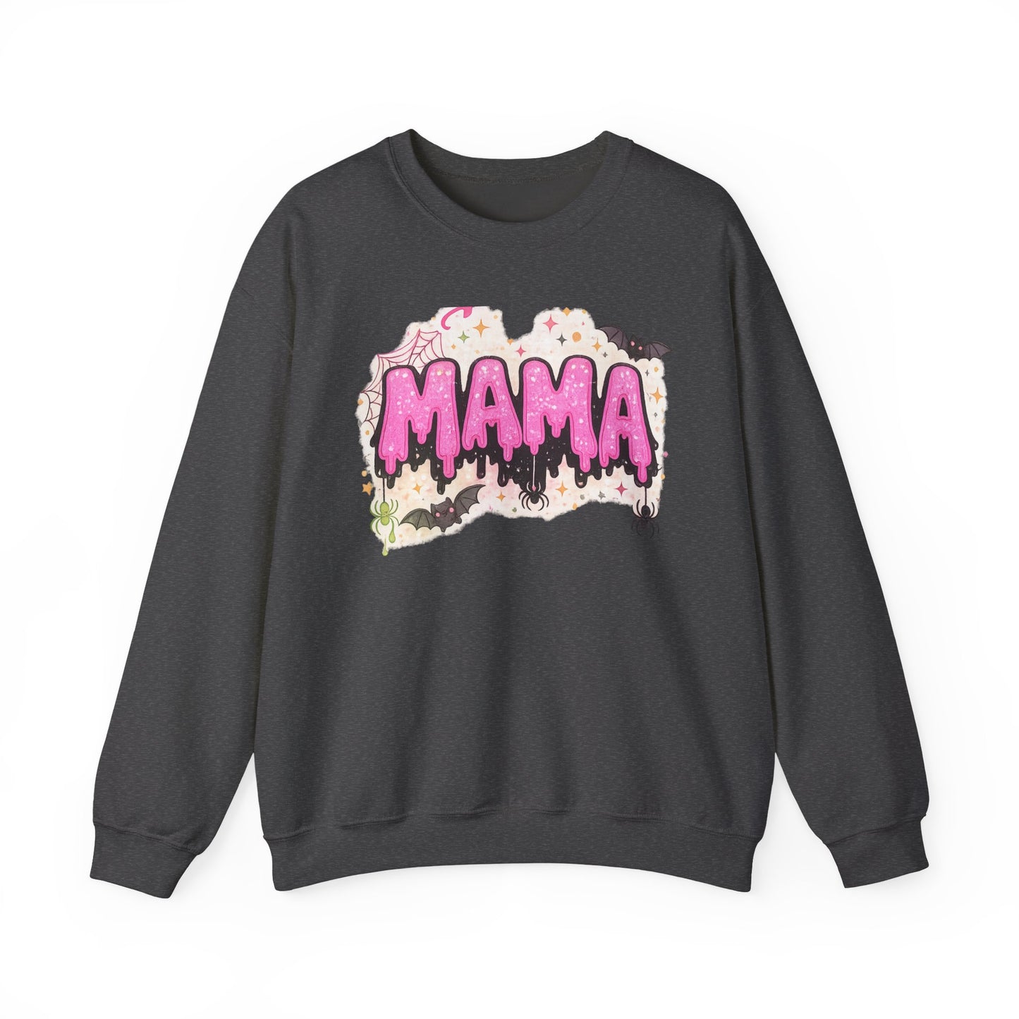 Mama spooky drip graphic Sweatshirt | Halloween bats, pink slime text