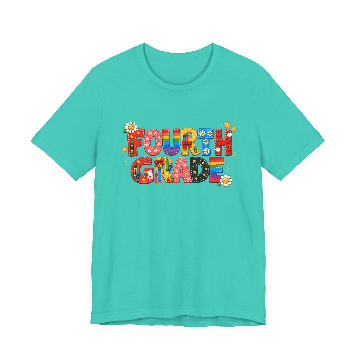 Fourth Grade colorful school letters Tee | Back to School teacher student shirt