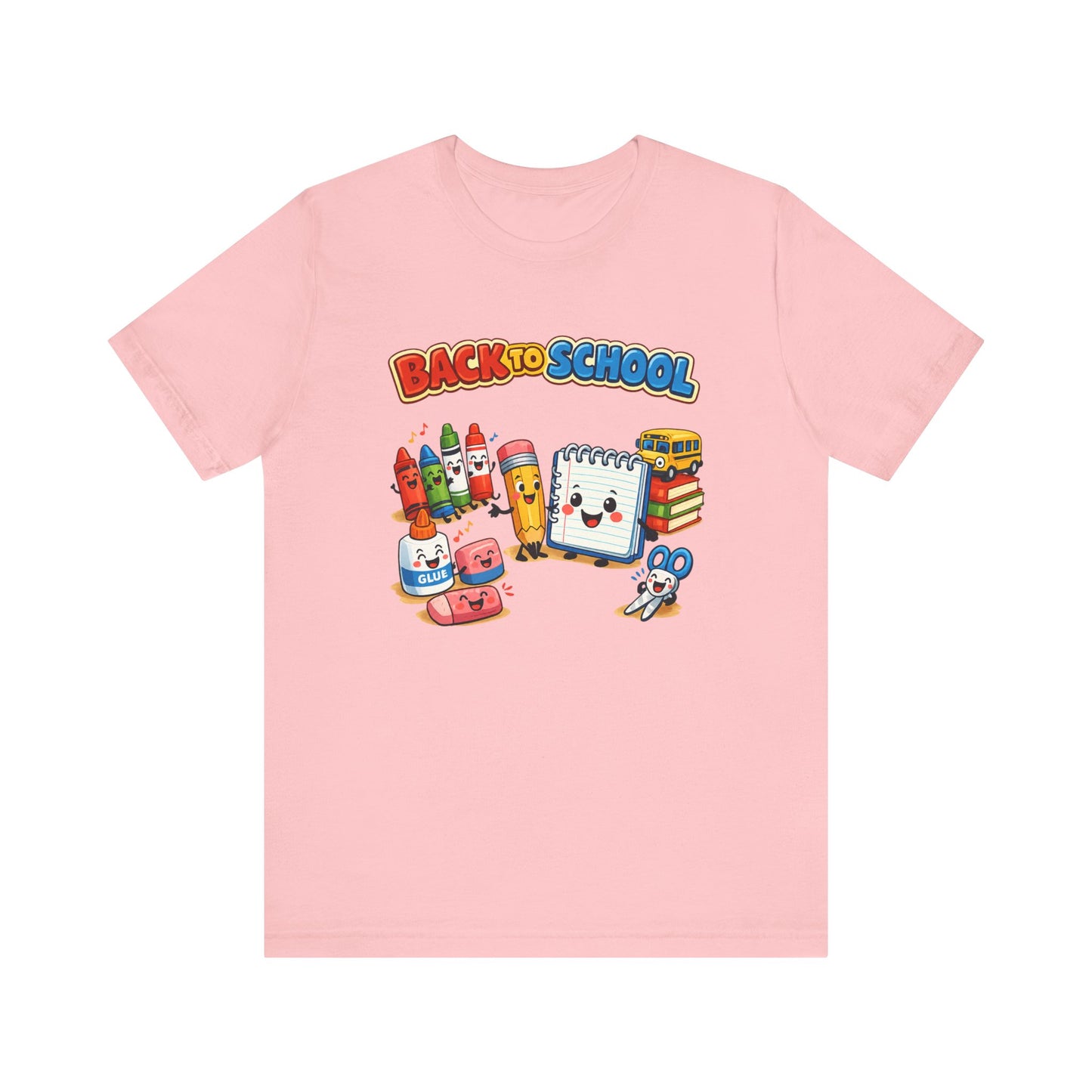 Back to School Cute School Supplies T-Shirt | Crayon Notebook Pencil Bus Tee