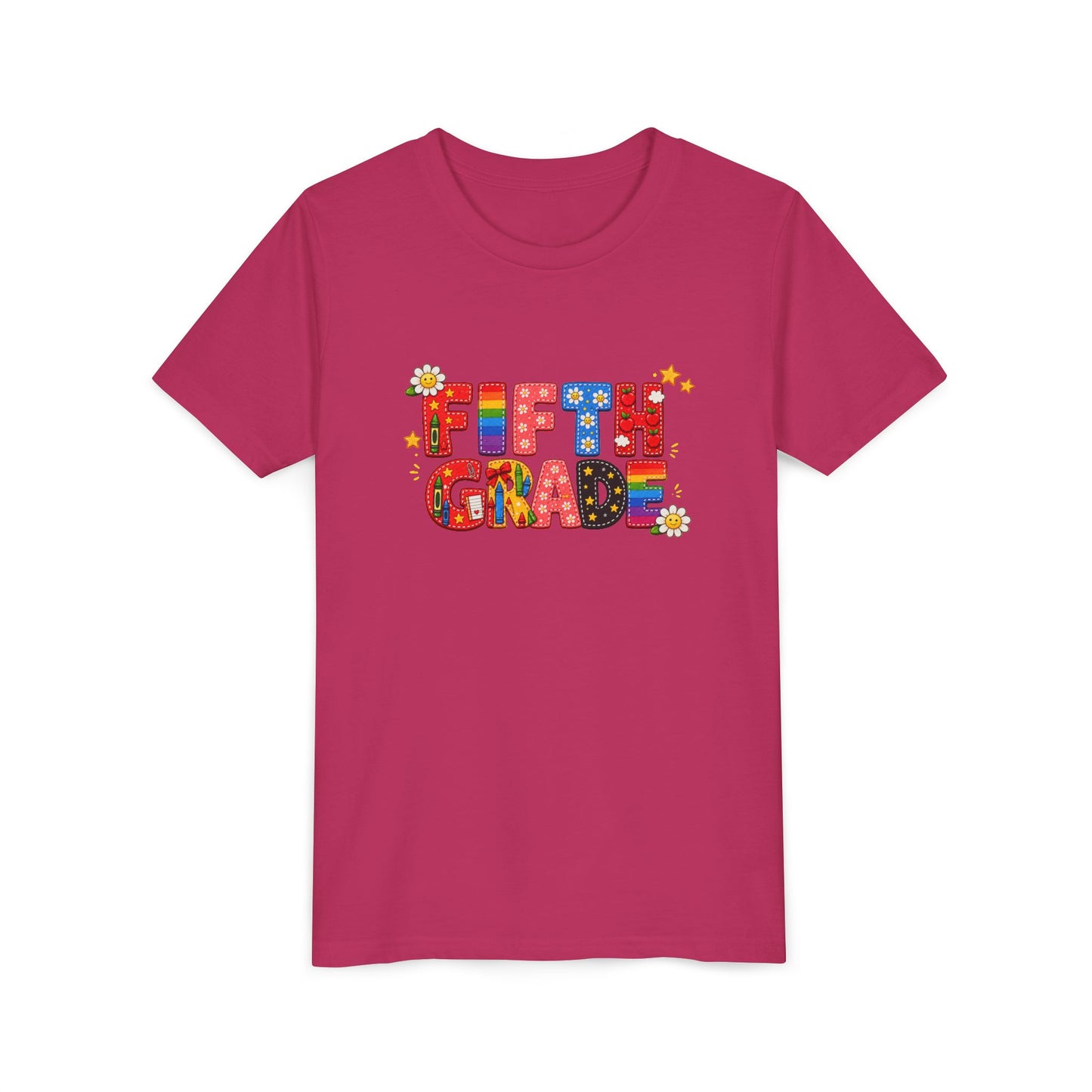Fifth Grade Colorful Letters Tee | Kids School Shirt