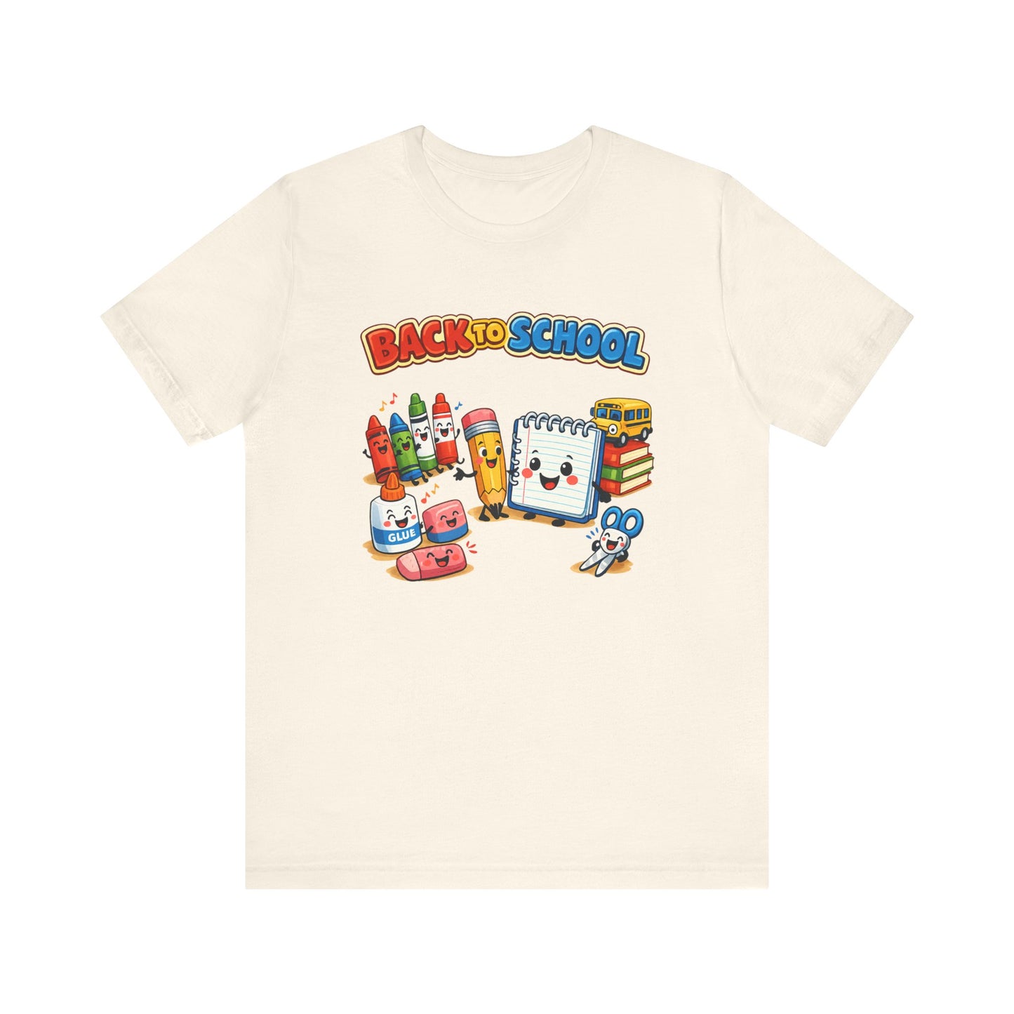 Back to School Cute School Supplies T-Shirt | Crayon Notebook Pencil Bus Tee