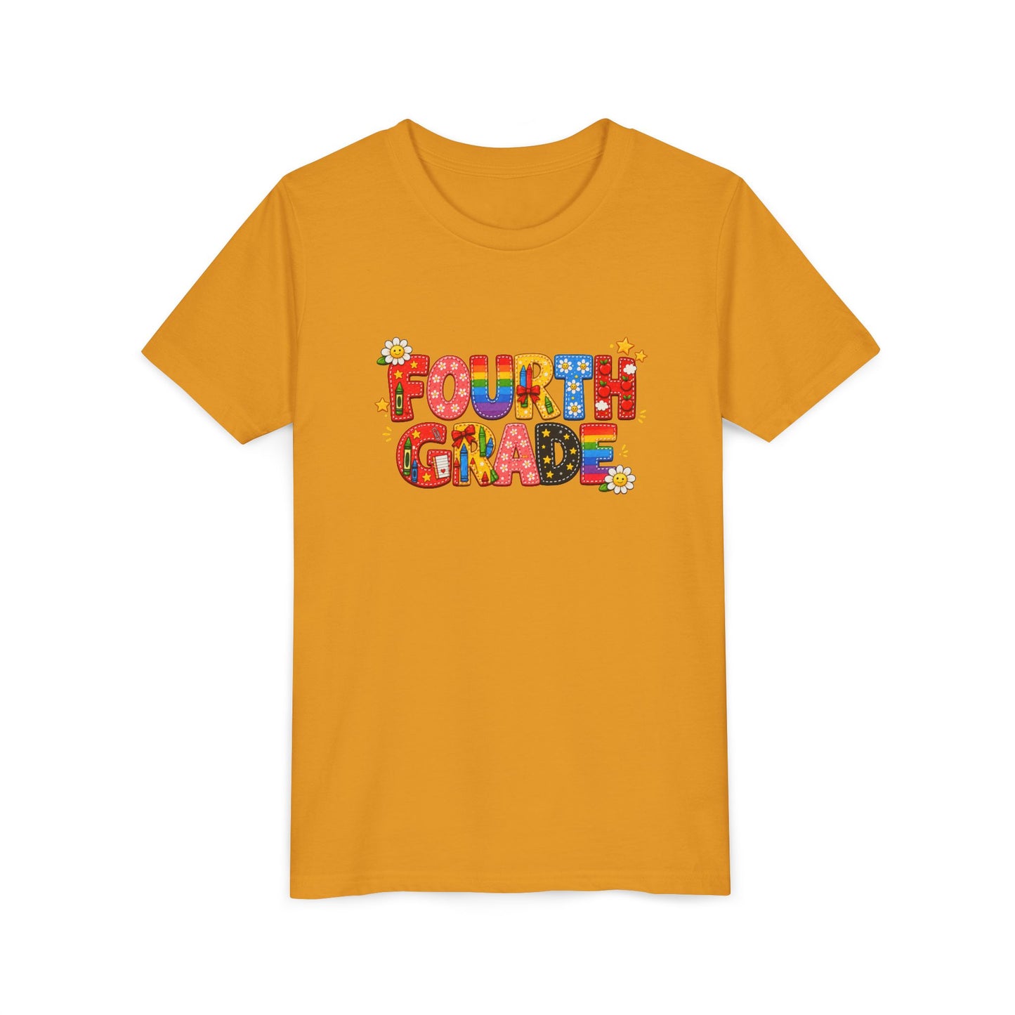 Fourth Grade Colorful Letters T-Shirt | Back to School Kids Tee