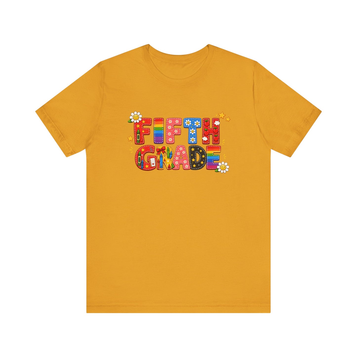 Fifth Grade Colorful Retro Letters Tee | Back to School Kids Shirt