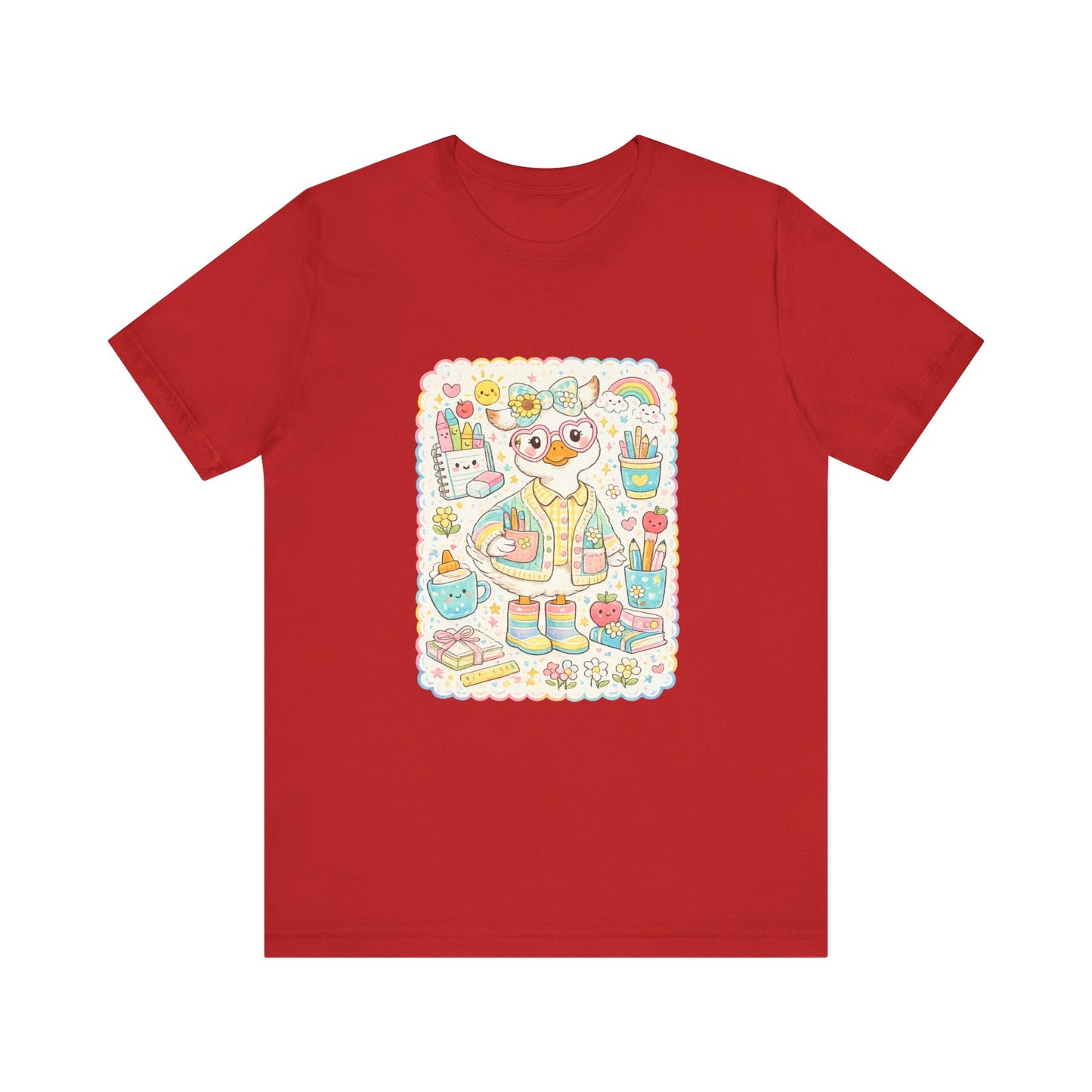 Cute Duck Artist Illustration T-Shirt | Pastel Art Supplies Tee