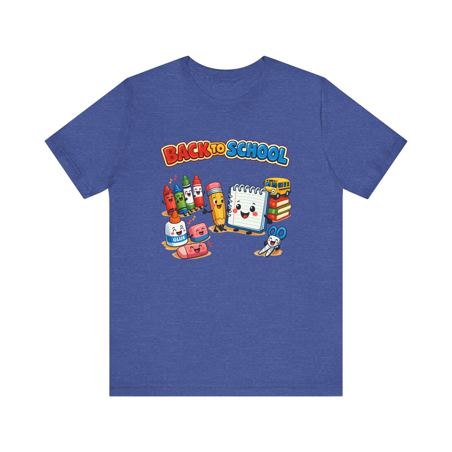 Back to School Cute School Supplies T-Shirt | Crayon Notebook Pencil Bus Tee