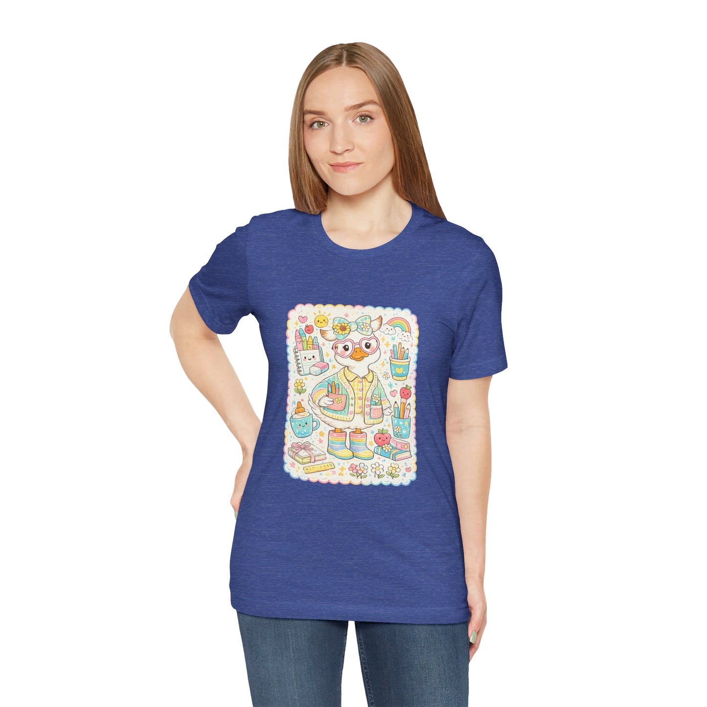 Cute Duck Artist Illustration T-Shirt | Pastel Art Supplies Tee