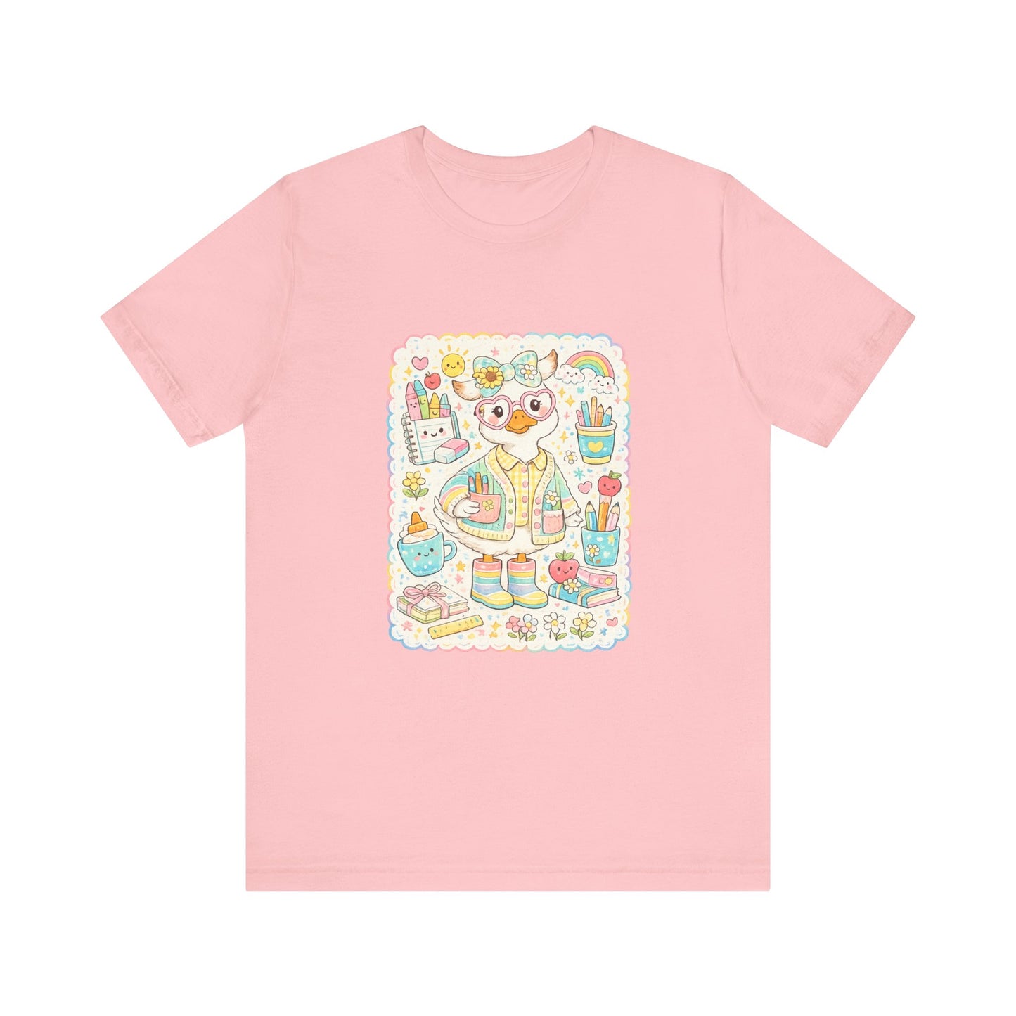 Cute Duck Artist Illustration T-Shirt | Pastel Art Supplies Tee
