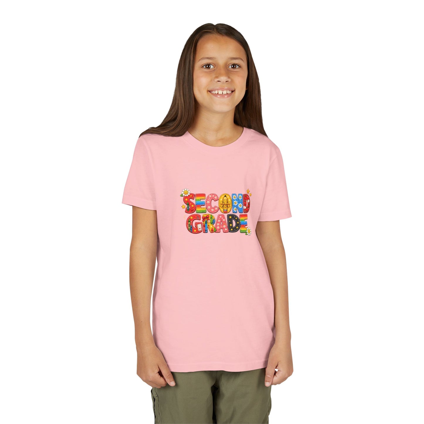 Second Grade Youth Tee | Colorful School Letters, Back-to-School Shirt