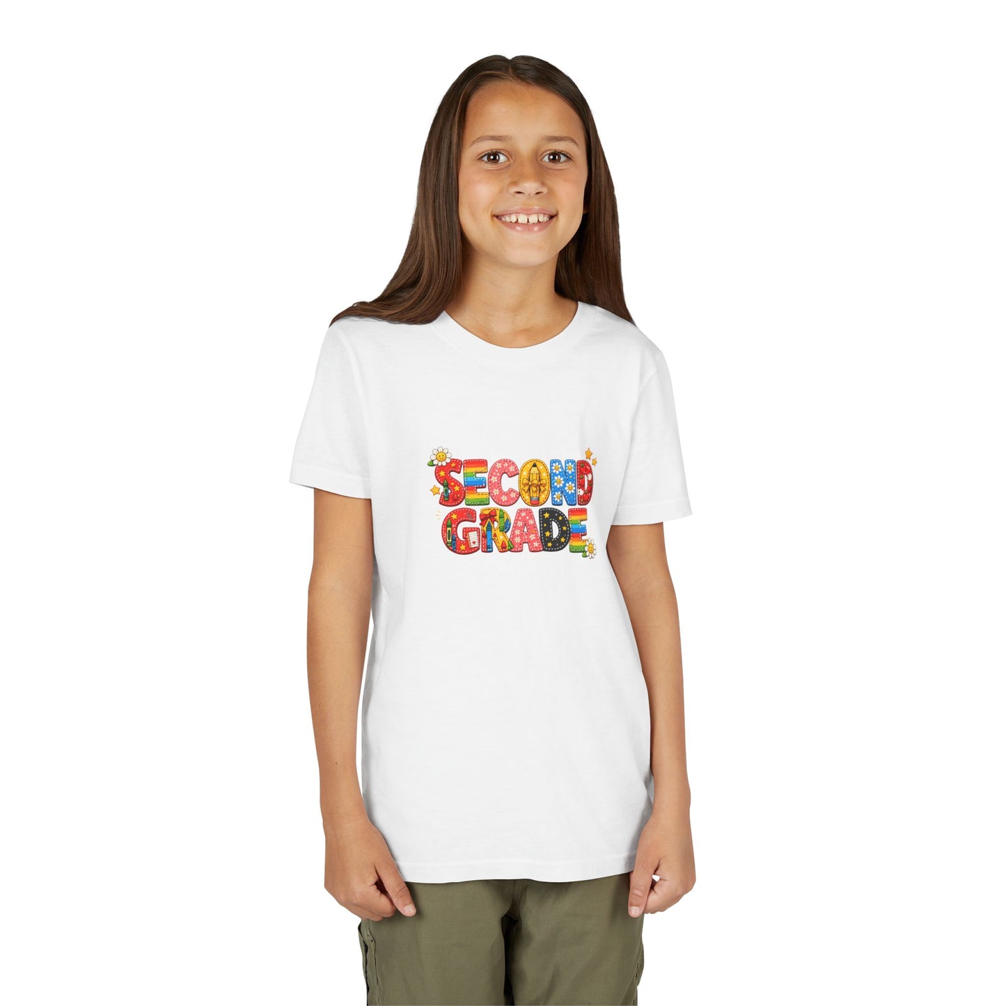 Second Grade Youth Tee | Colorful School Letters, Back-to-School Shirt