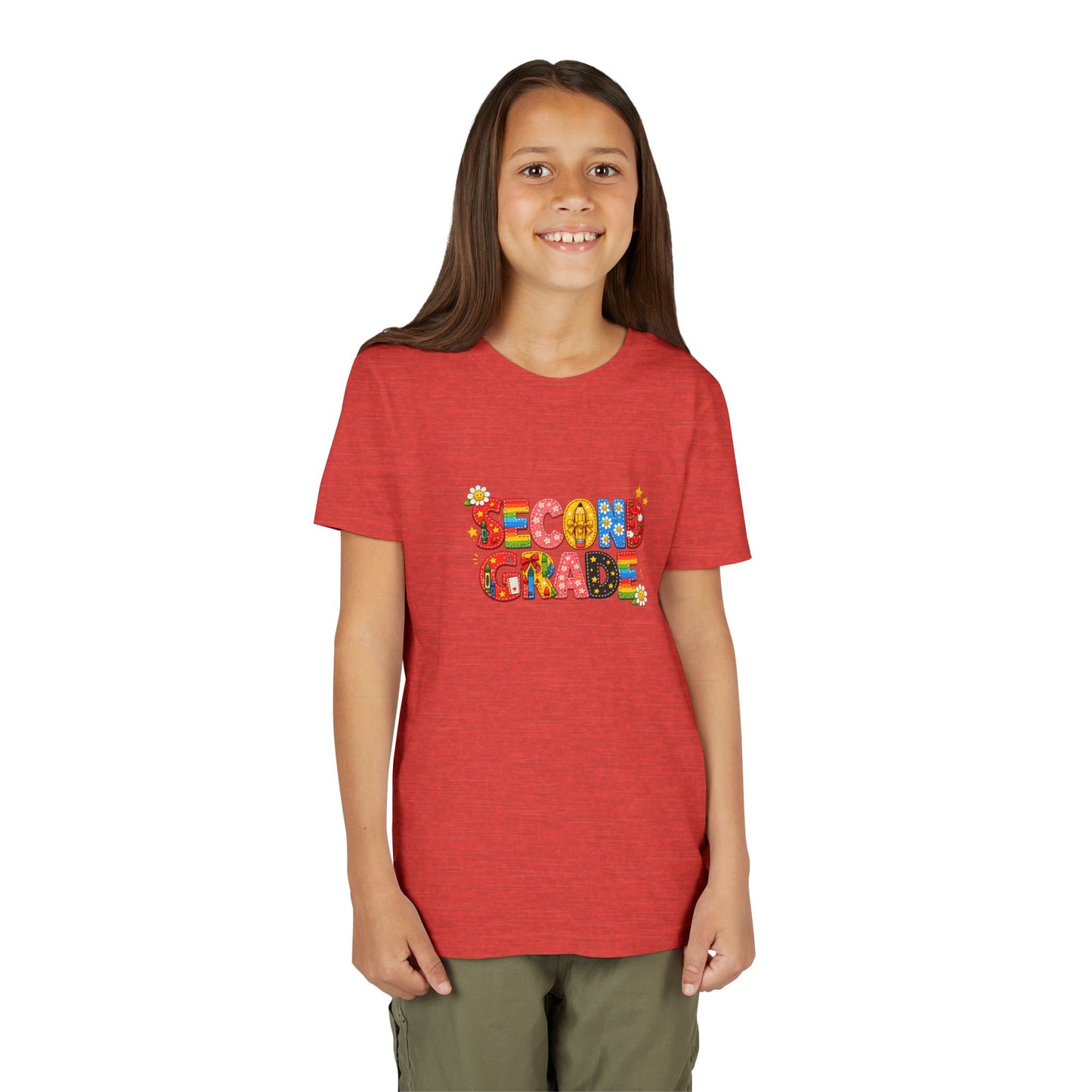 Second Grade Youth Tee | Colorful School Letters, Back-to-School Shirt