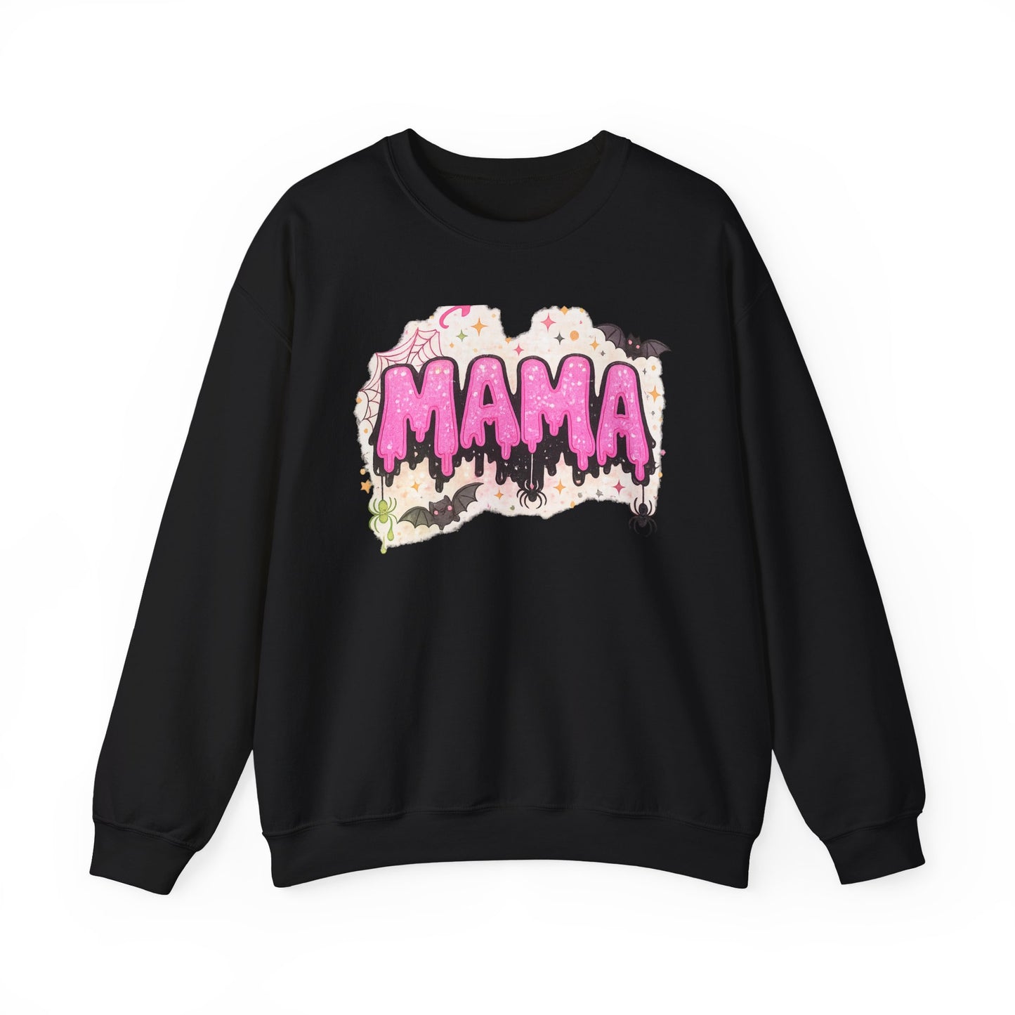 Mama spooky drip graphic Sweatshirt | Halloween bats, pink slime text
