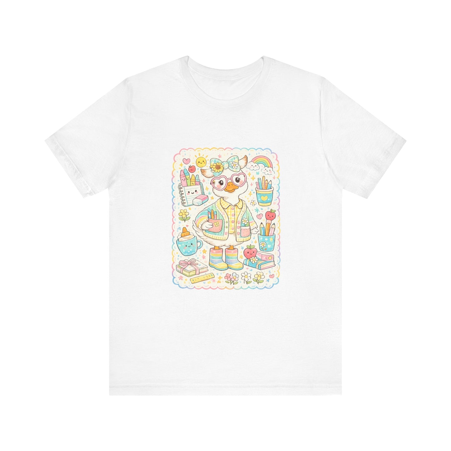 Cute Duck Artist Illustration T-Shirt | Pastel Art Supplies Tee