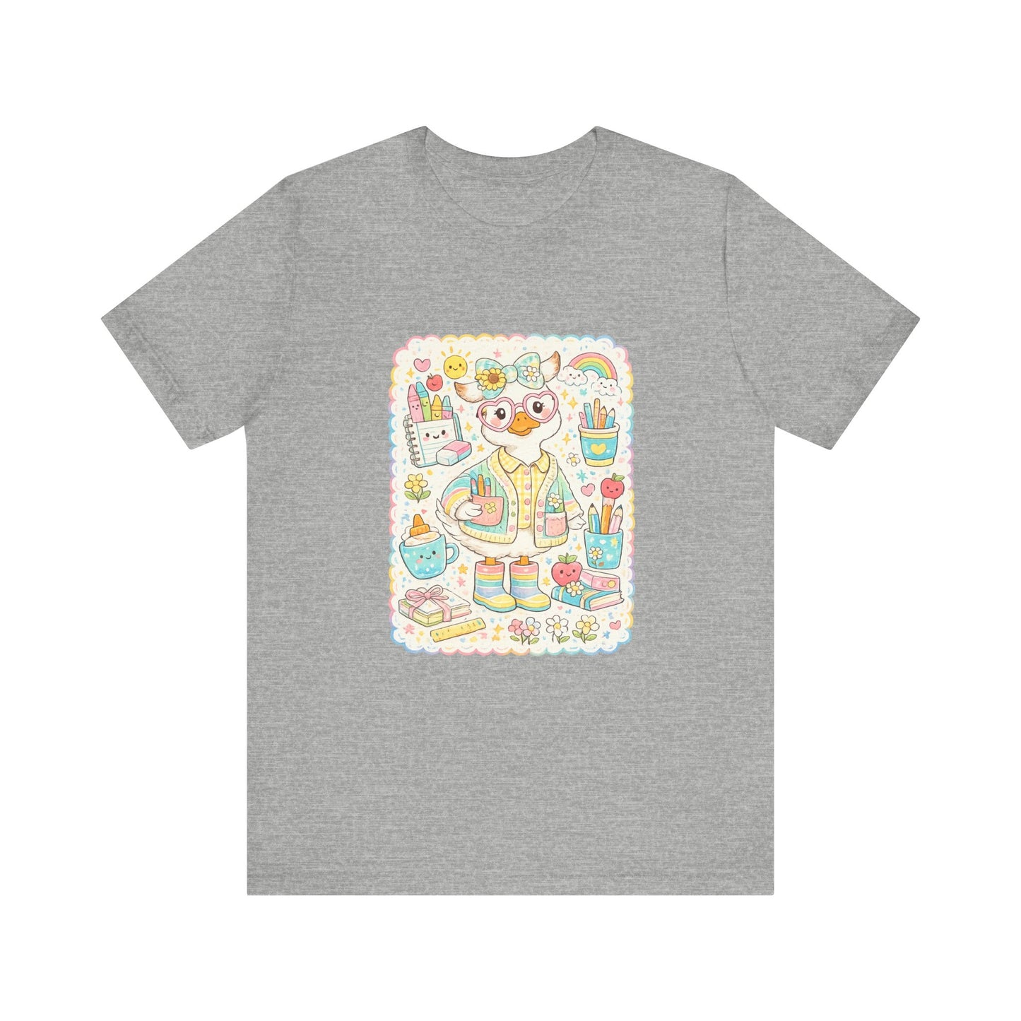 Cute Duck Artist Illustration T-Shirt | Pastel Art Supplies Tee
