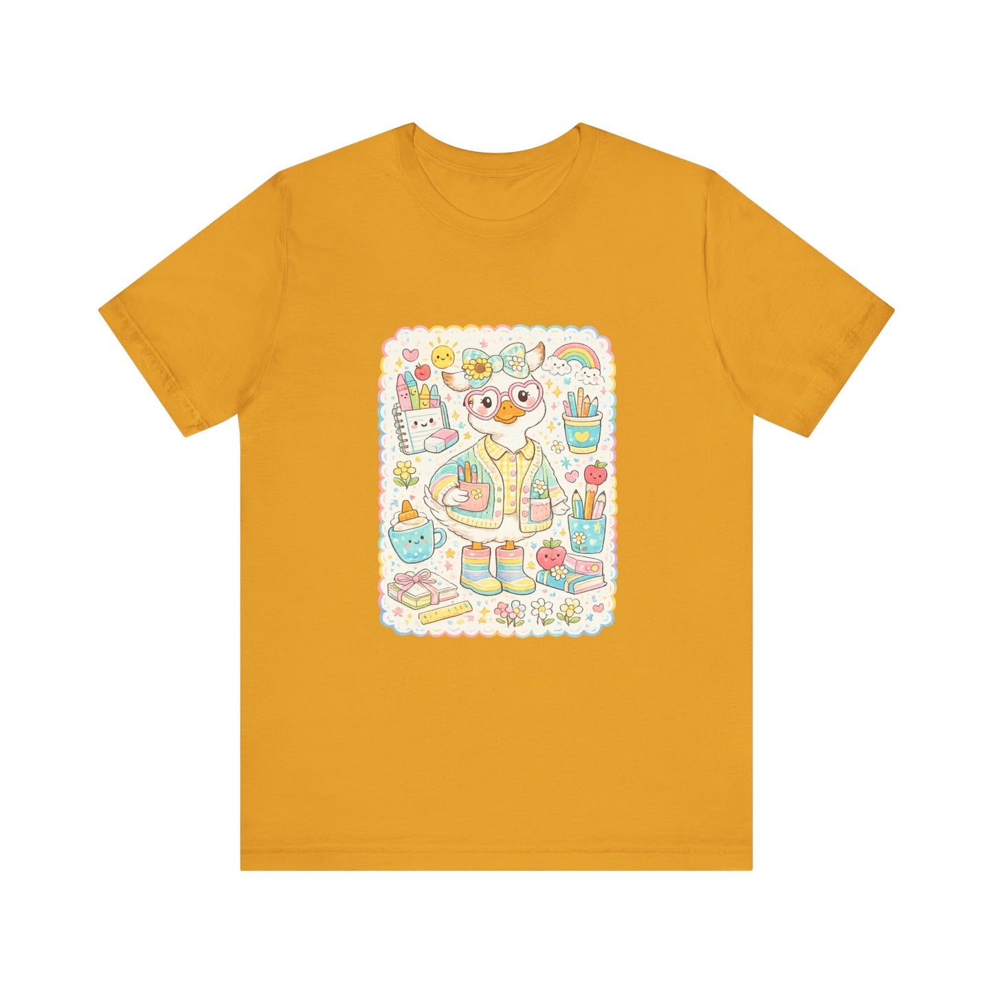 Cute Duck Artist Illustration T-Shirt | Pastel Art Supplies Tee