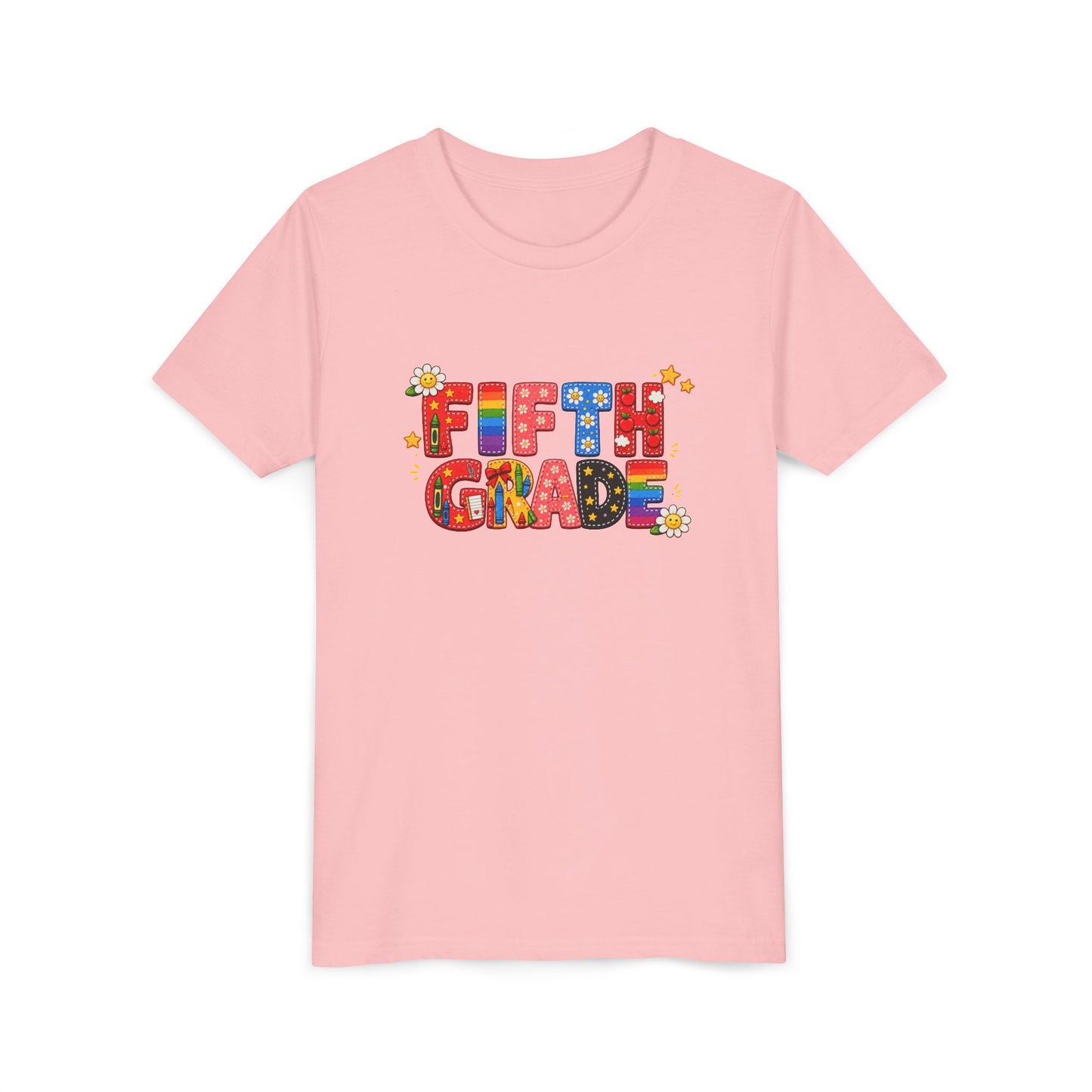 Fifth Grade Colorful Letters Tee | Kids School Shirt
