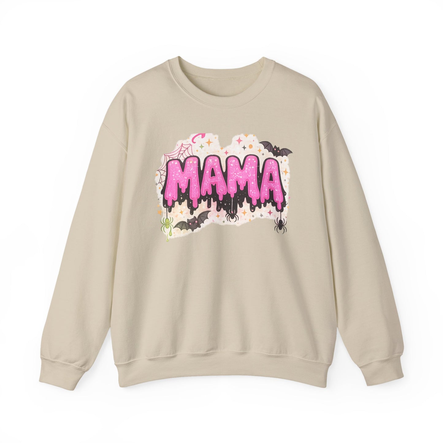 Mama spooky drip graphic Sweatshirt | Halloween bats, pink slime text