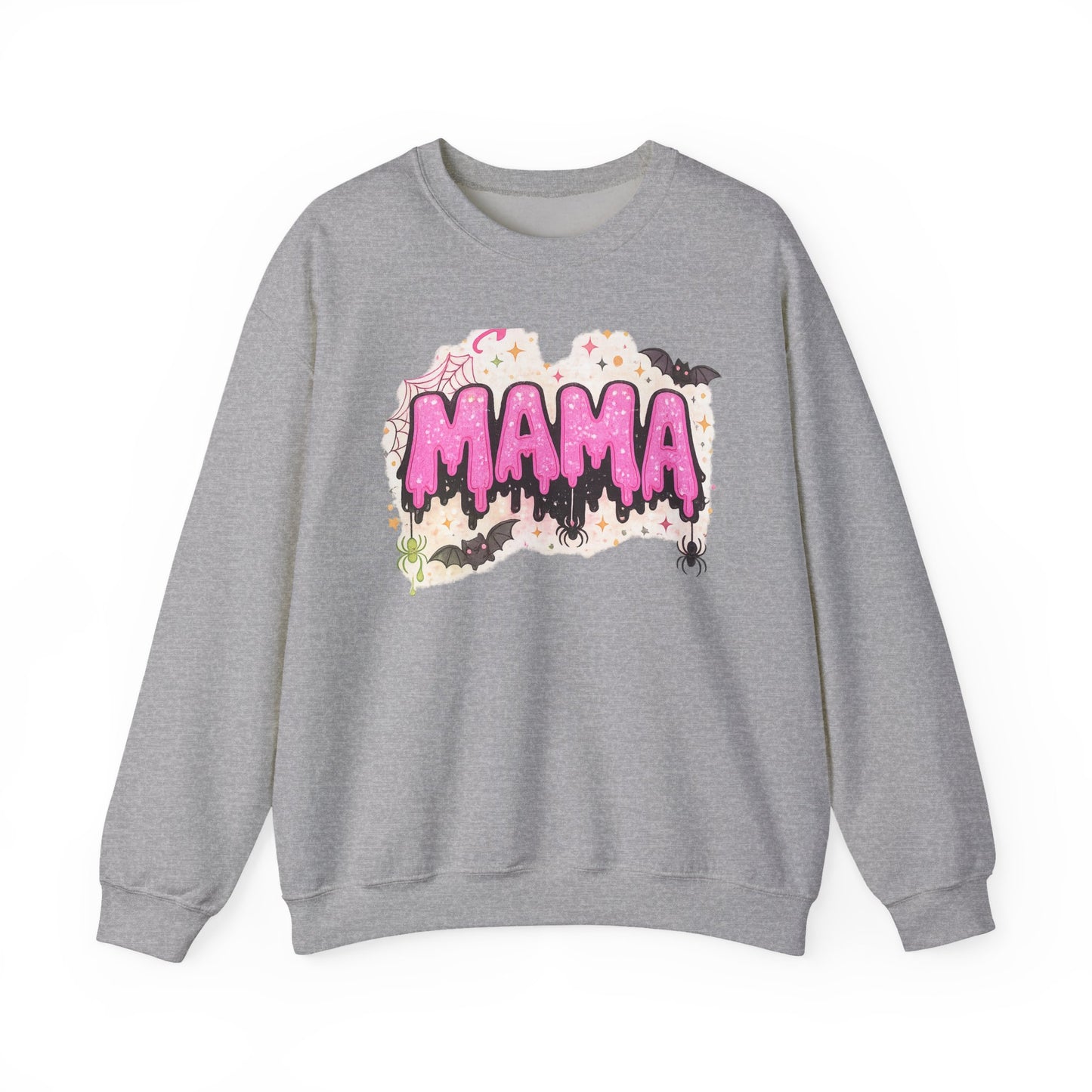 Mama spooky drip graphic Sweatshirt | Halloween bats, pink slime text