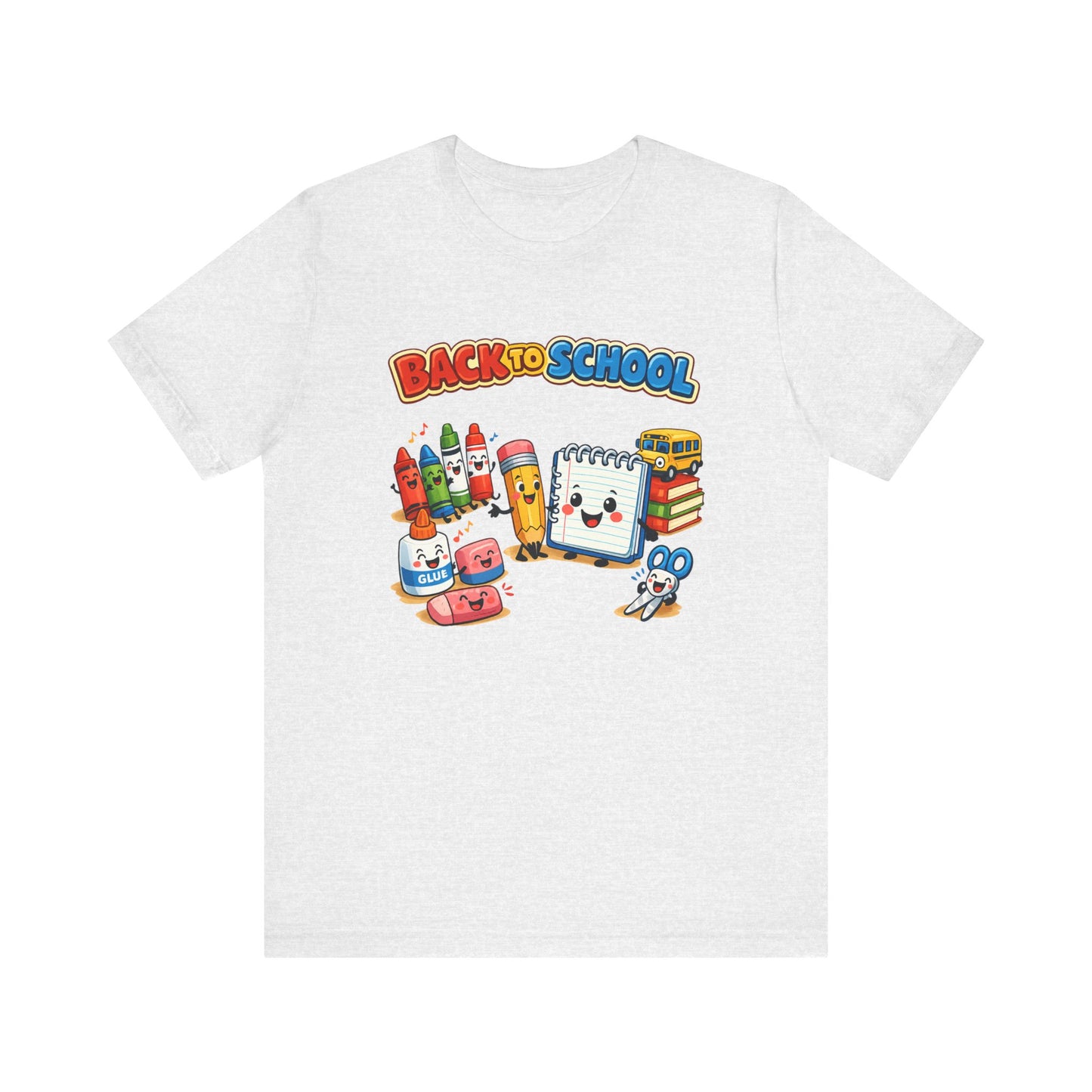 Back to School Cute School Supplies T-Shirt | Crayon Notebook Pencil Bus Tee